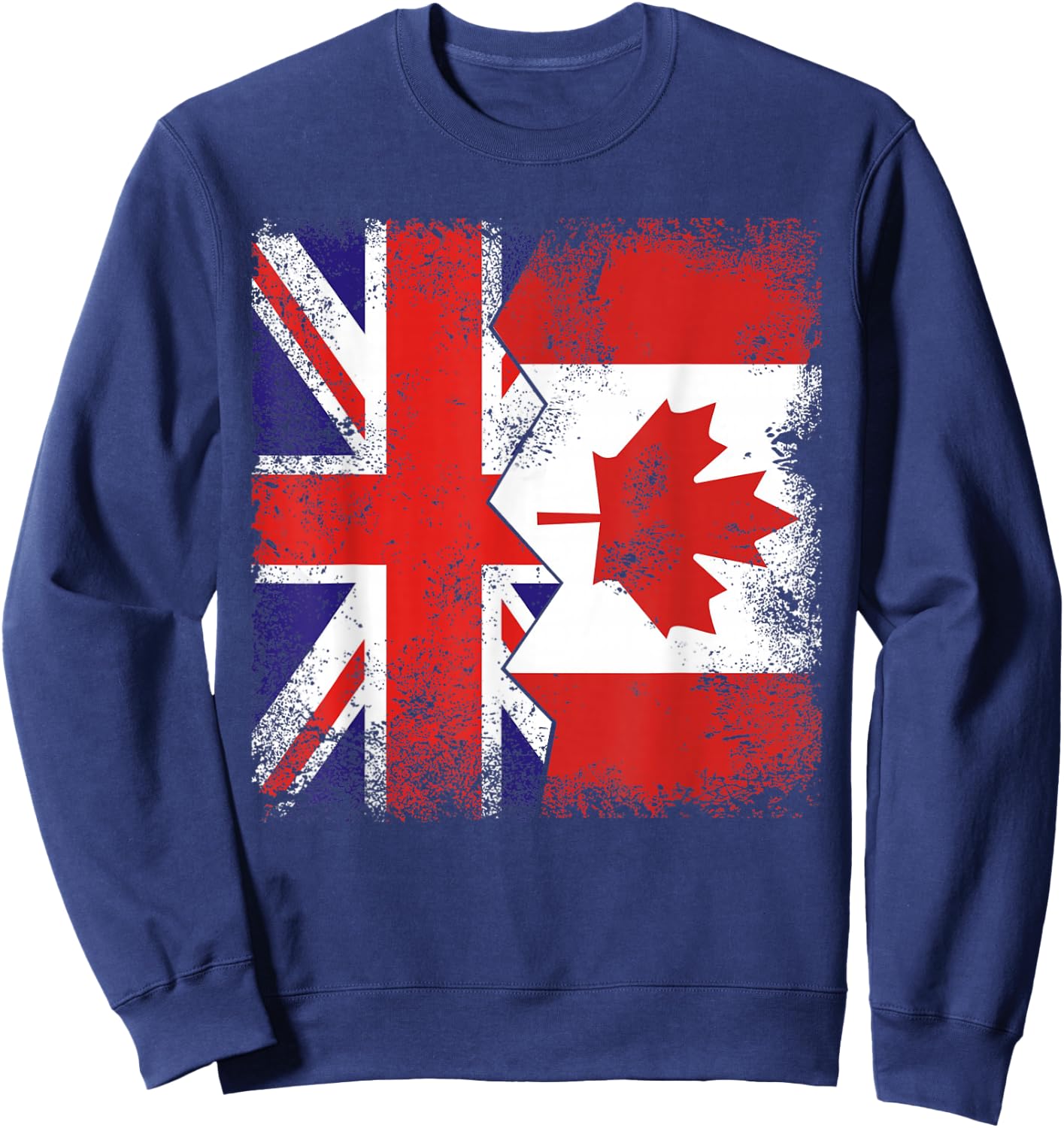 Canadian Roots | Half British Flags | UK Canada Vintage Sweatshirt - Sweatshirt | Navy