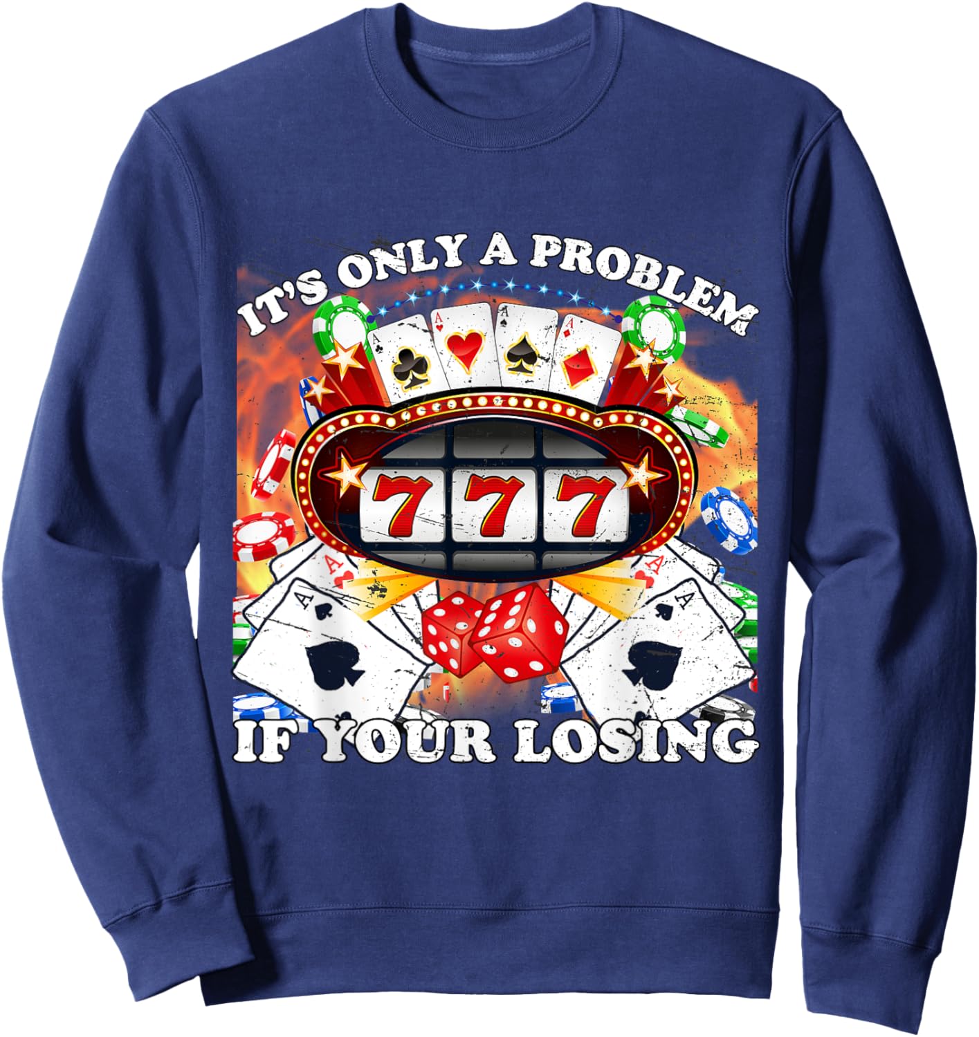 I Heart Gambling Funny Casino Gambling Meme Sweatshirt - Sweatshirt | Navy