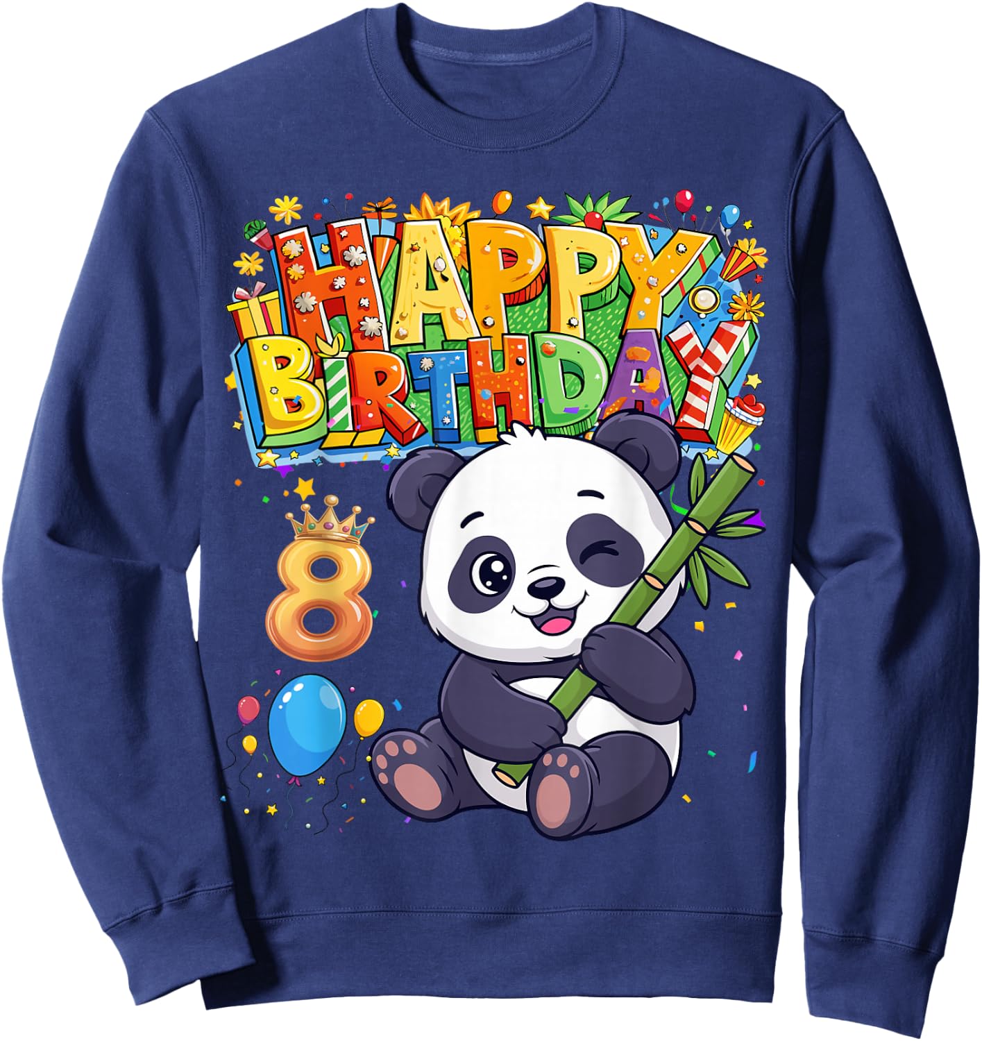 It's My Birthday Panda Kids 8 Years Old Girl Sweatshirt - Sweatshirt | Navy