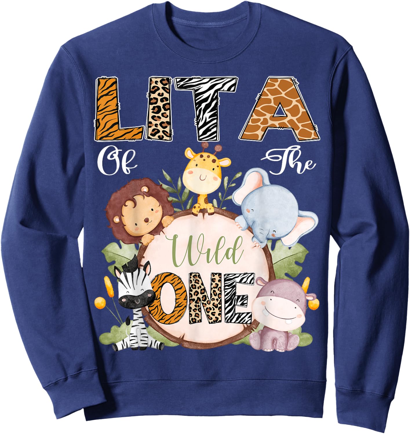 Lita Of The Wild One 1St Birthday Safari Woodland Sweatshirt - Sweatshirt | Navy