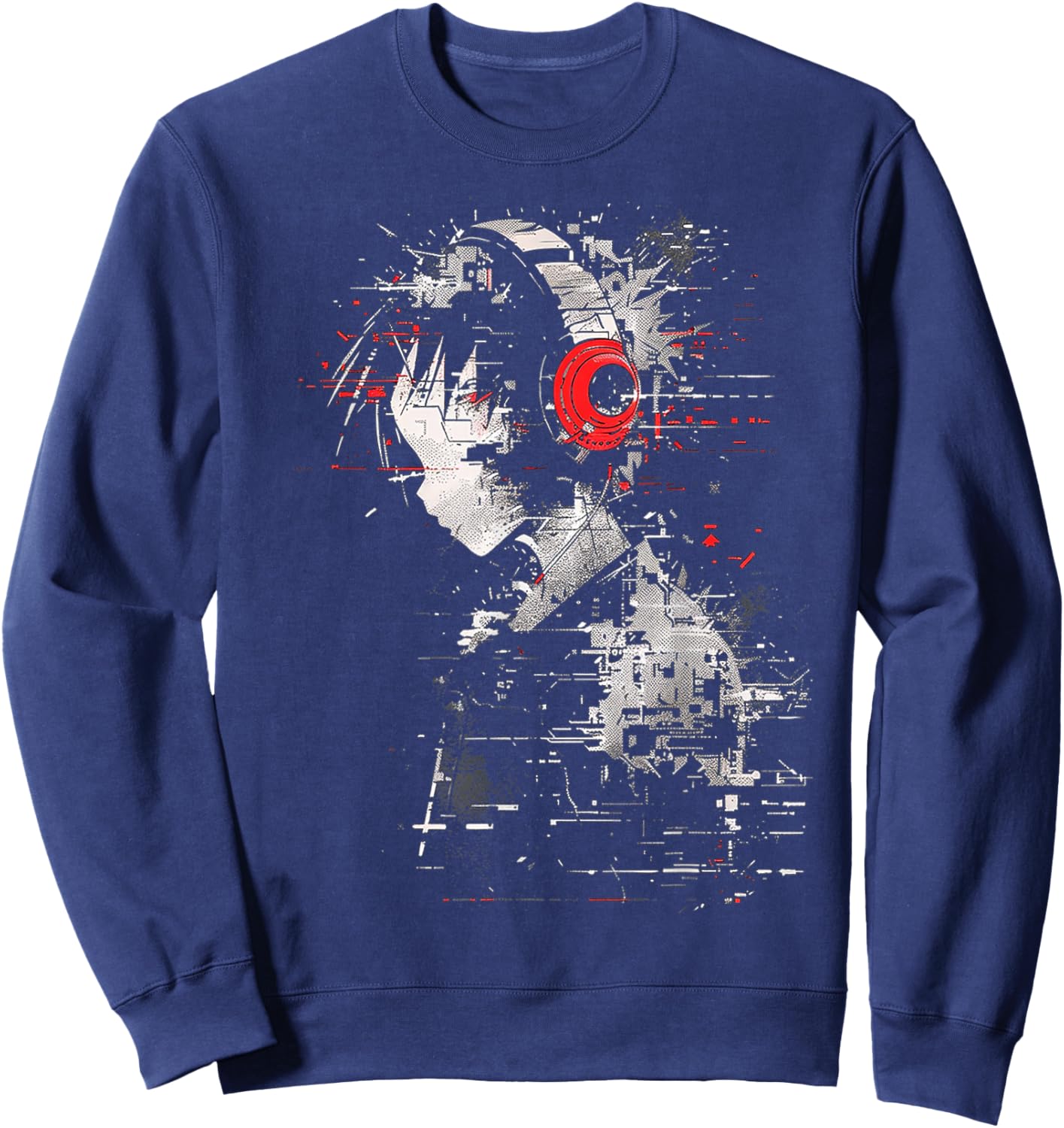 Anime Manga Graphic Headphone Art Anime Sweatshirt - Sweatshirt | Navy
