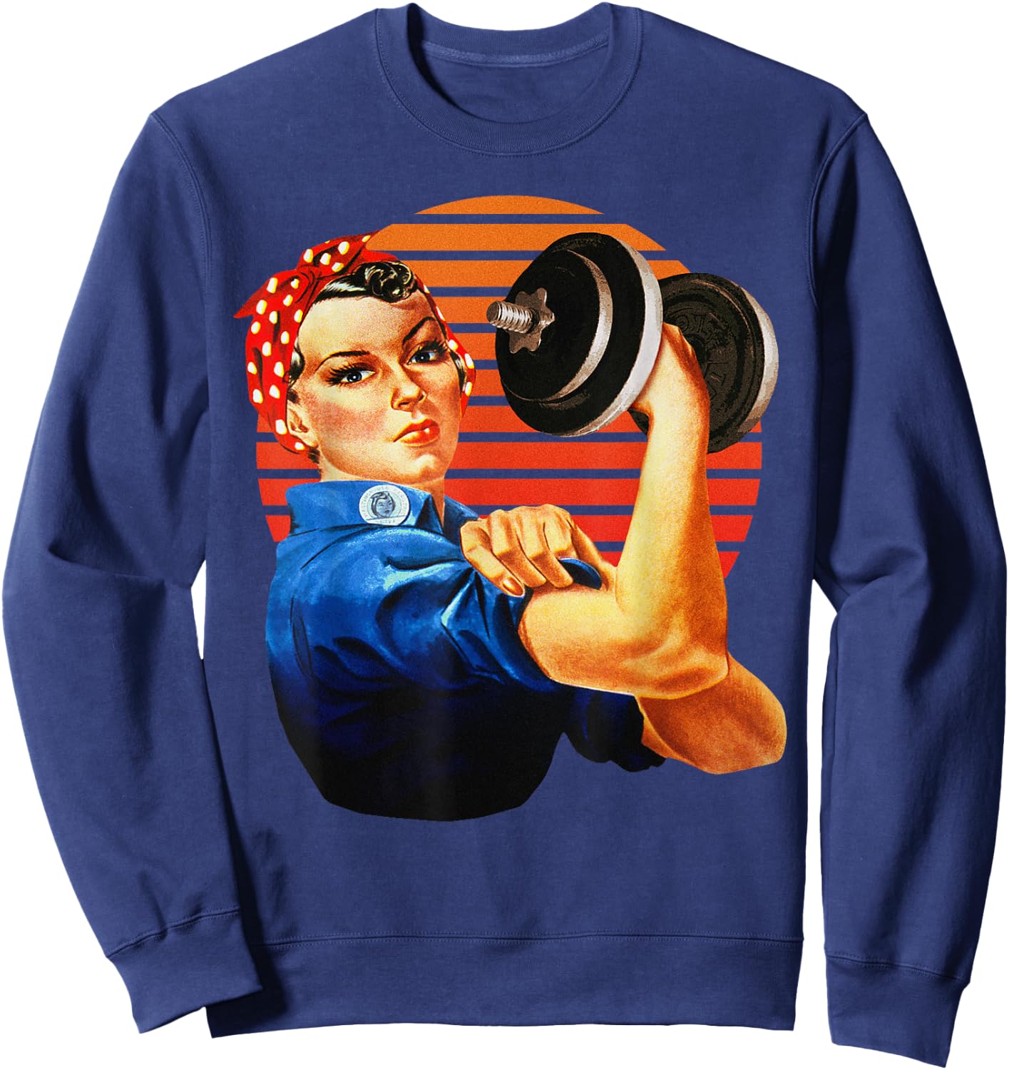 We Can Do It Rosie the Riveter Fun Fitness Workout Lifting Sweatshirt - Sweatshirt | Navy