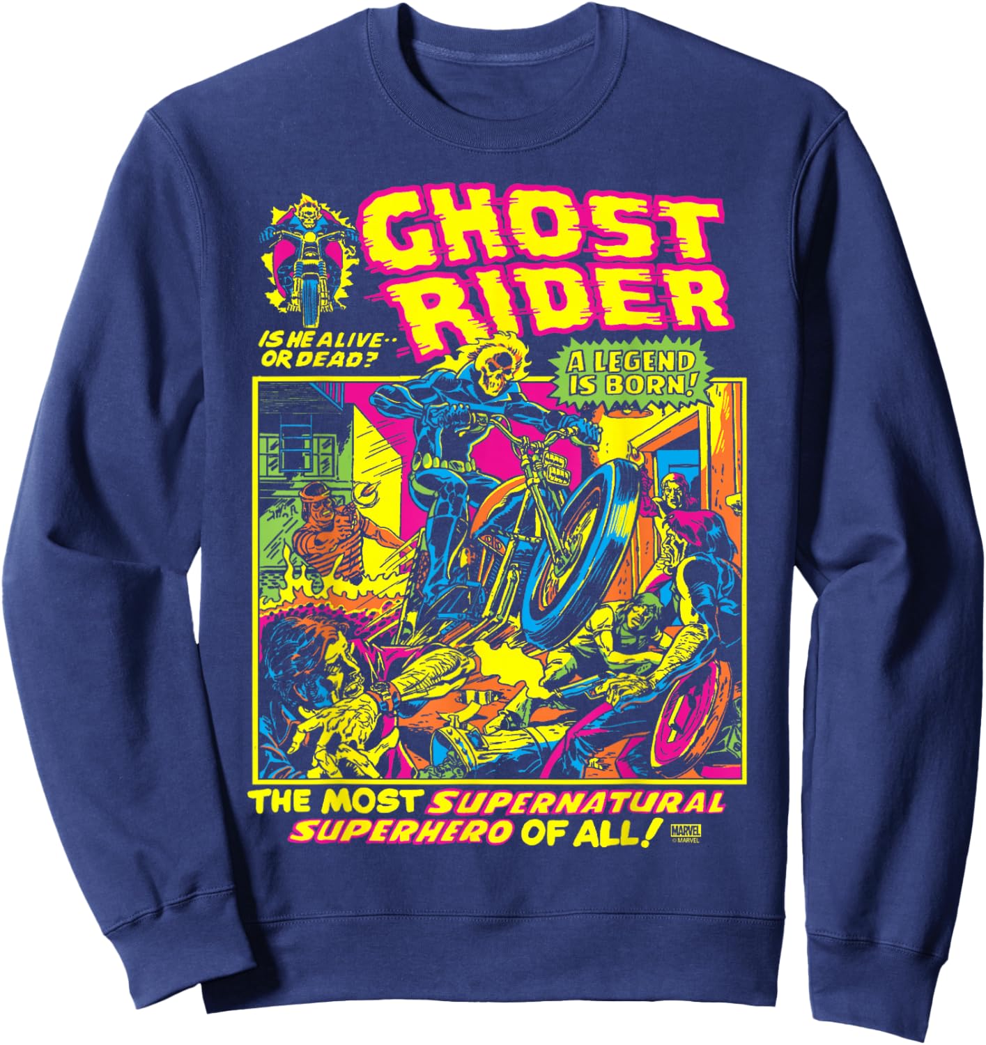 Ghost Rider - Black Light Sweatshirt - Sweatshirt | Navy