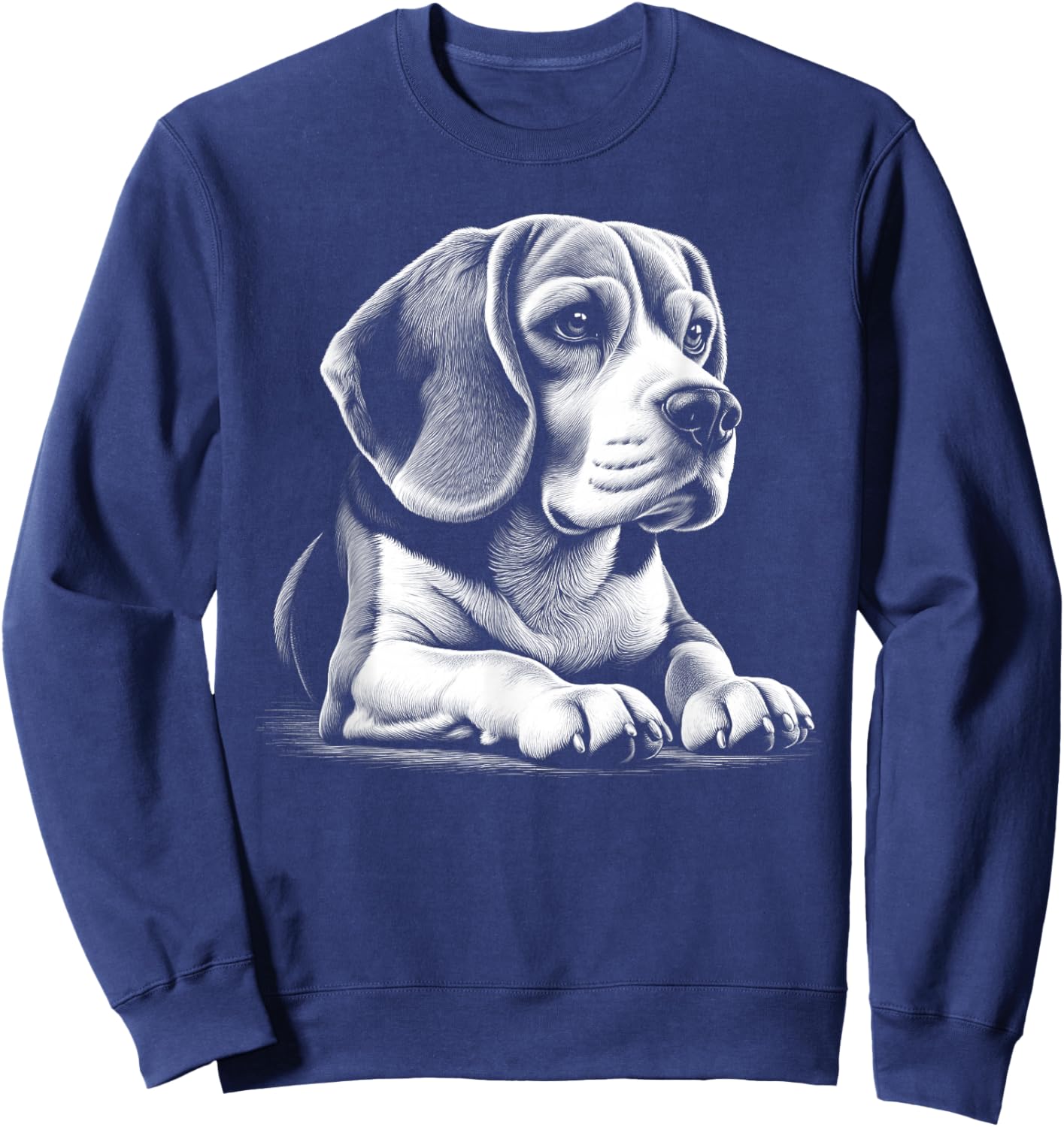 Cute Beagle Portrait in Lying Pose Sweatshirt - Sweatshirt | Navy