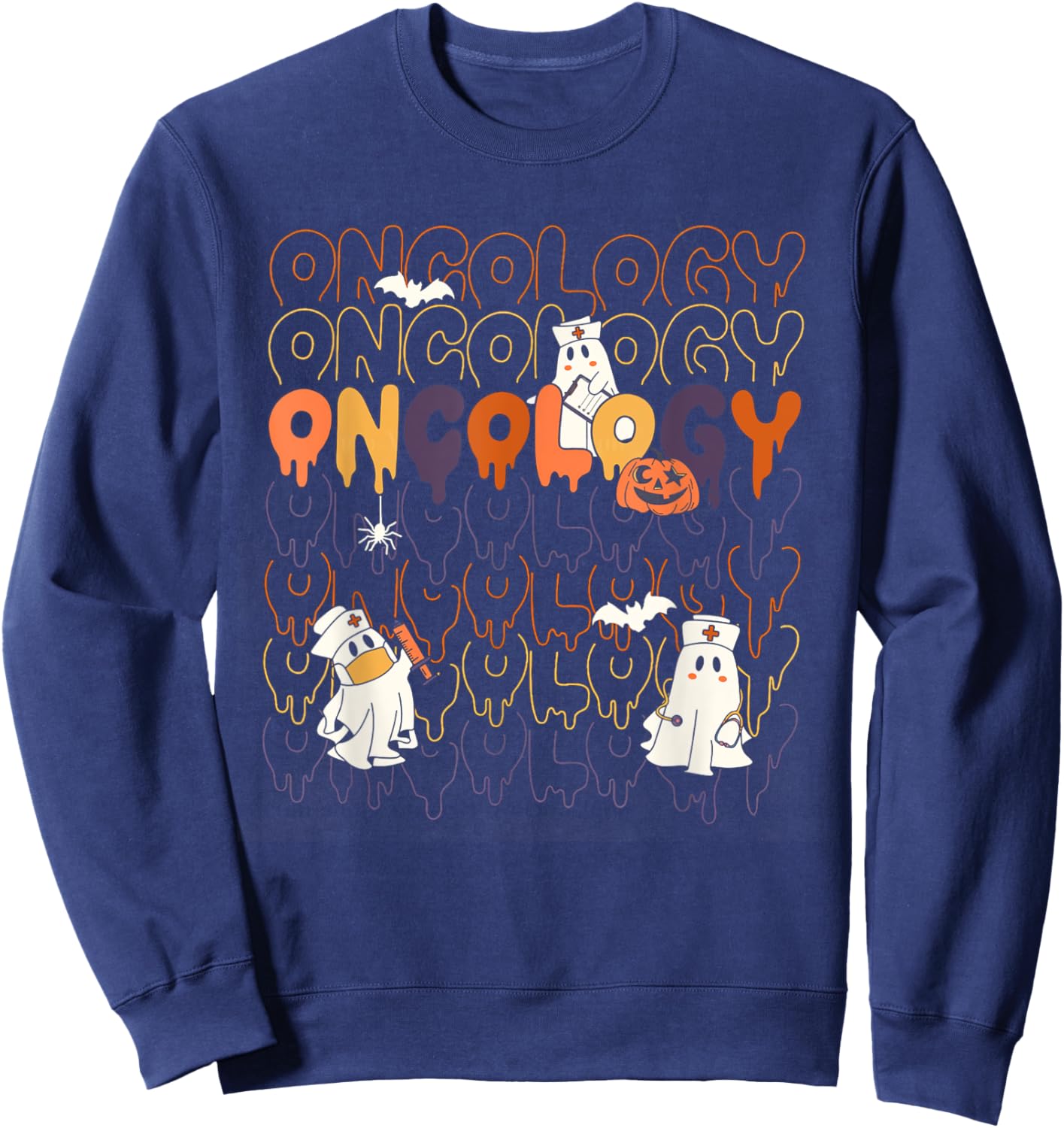Women Halloween Oncology Nurse Heme Onc RN Cancer Fighting Sweatshirt - Sweatshirt | Navy
