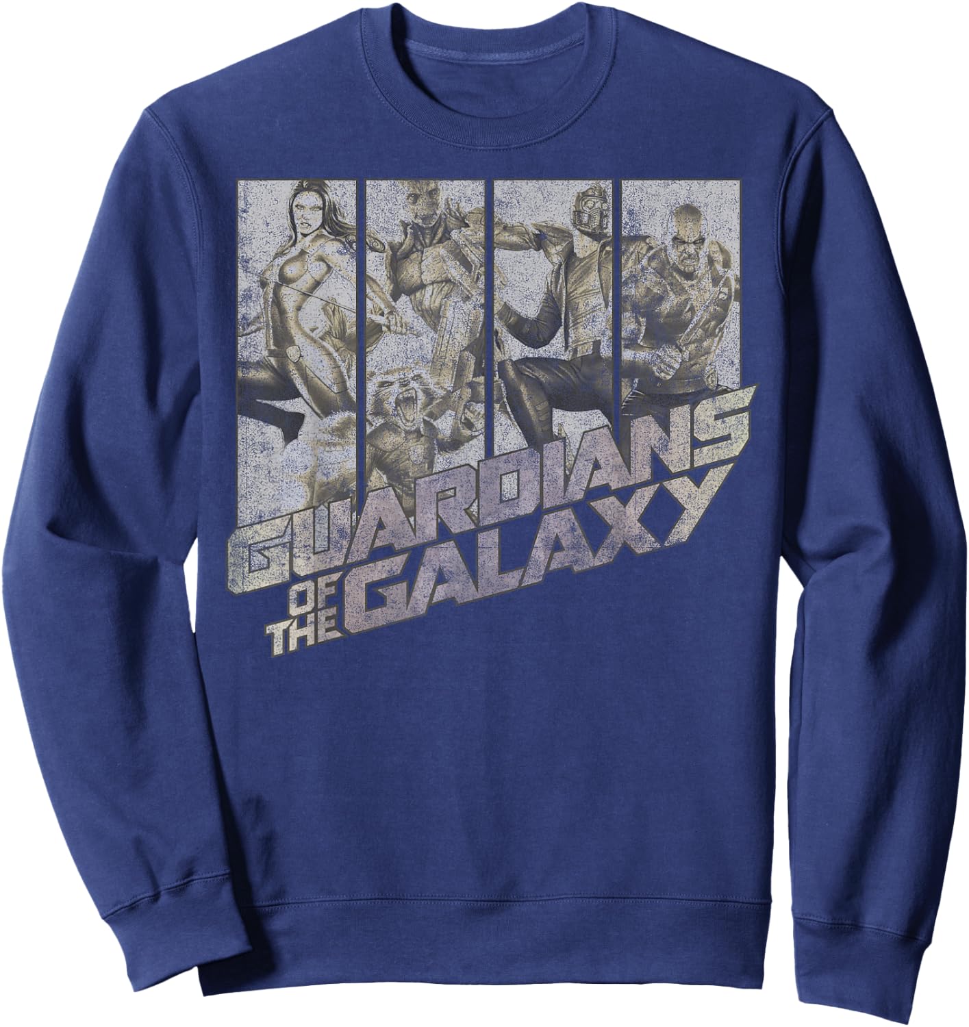 Marvel Guardians of The Galaxy Group Shot Distressed Panels Sweatshirt - Sweatshirt | Navy