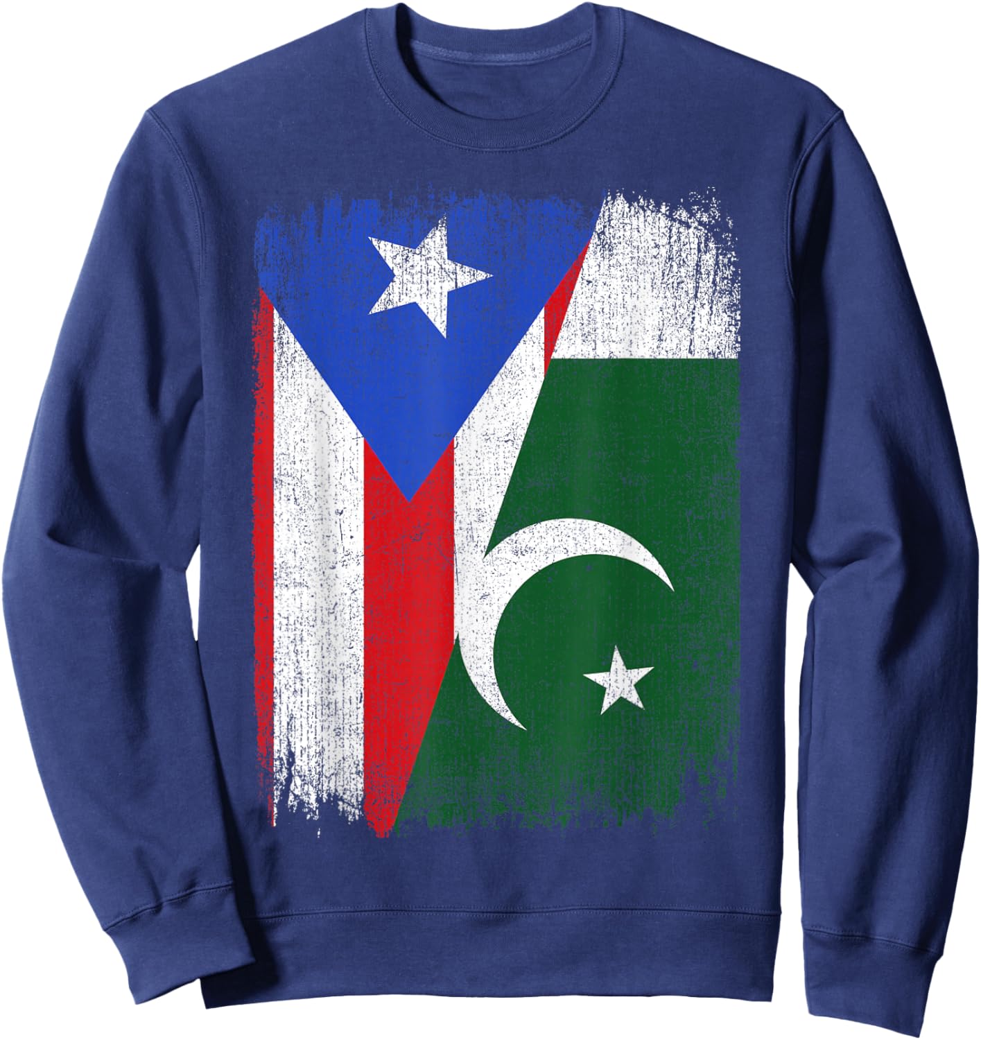 Half Puerto Rico Pakistan Flag Pakistani Pride Roots Sweatshirt - Sweatshirt | Navy