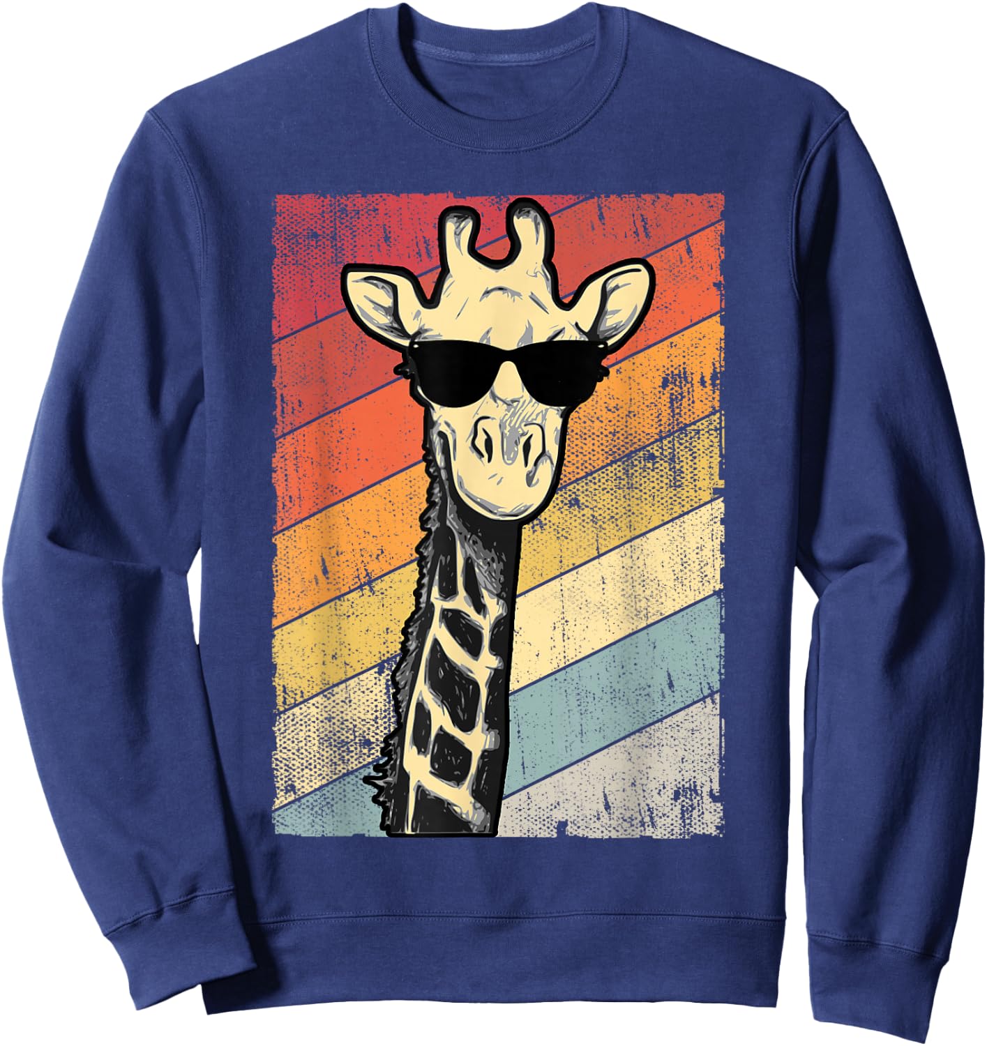 Retro Vintage Giraffe Sunglasses Gift Funny Animal Lover Sweatshirt - Sweatshirt | Navy