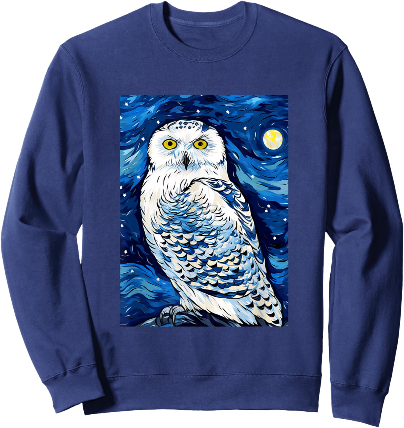 Snowy Owl Starry Night Painting Men Women Kids Sweatshirt - Sweatshirt | Navy