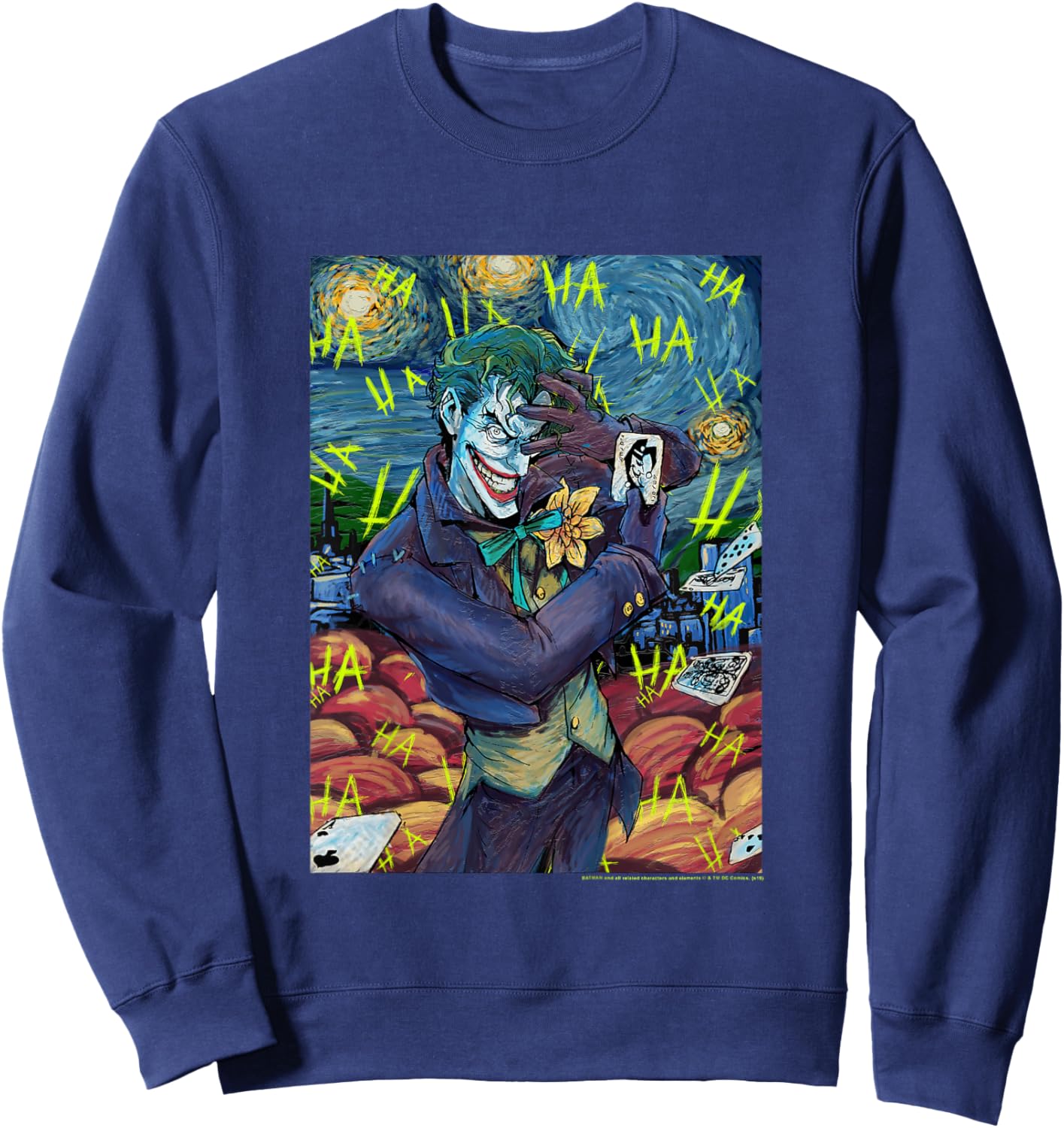 Kids DC Comics Youth The Joker Van Gogh Starry Night Villain Sweatshirt - Sweatshirt | Navy