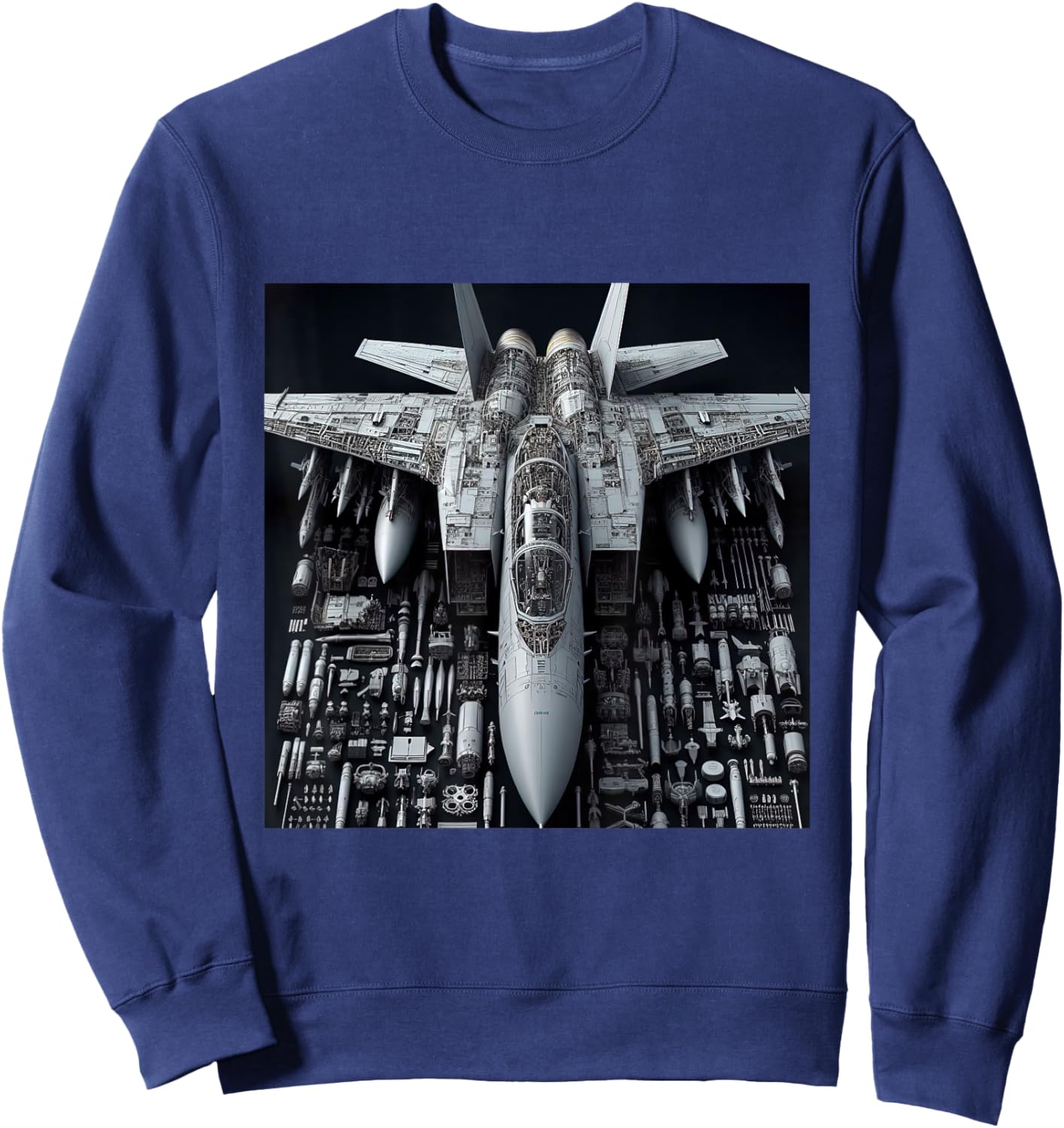 F-14 Tomcat Fighter Jet Assembly Blueprint Military Aviation Sweatshirt - Sweatshirt | Navy