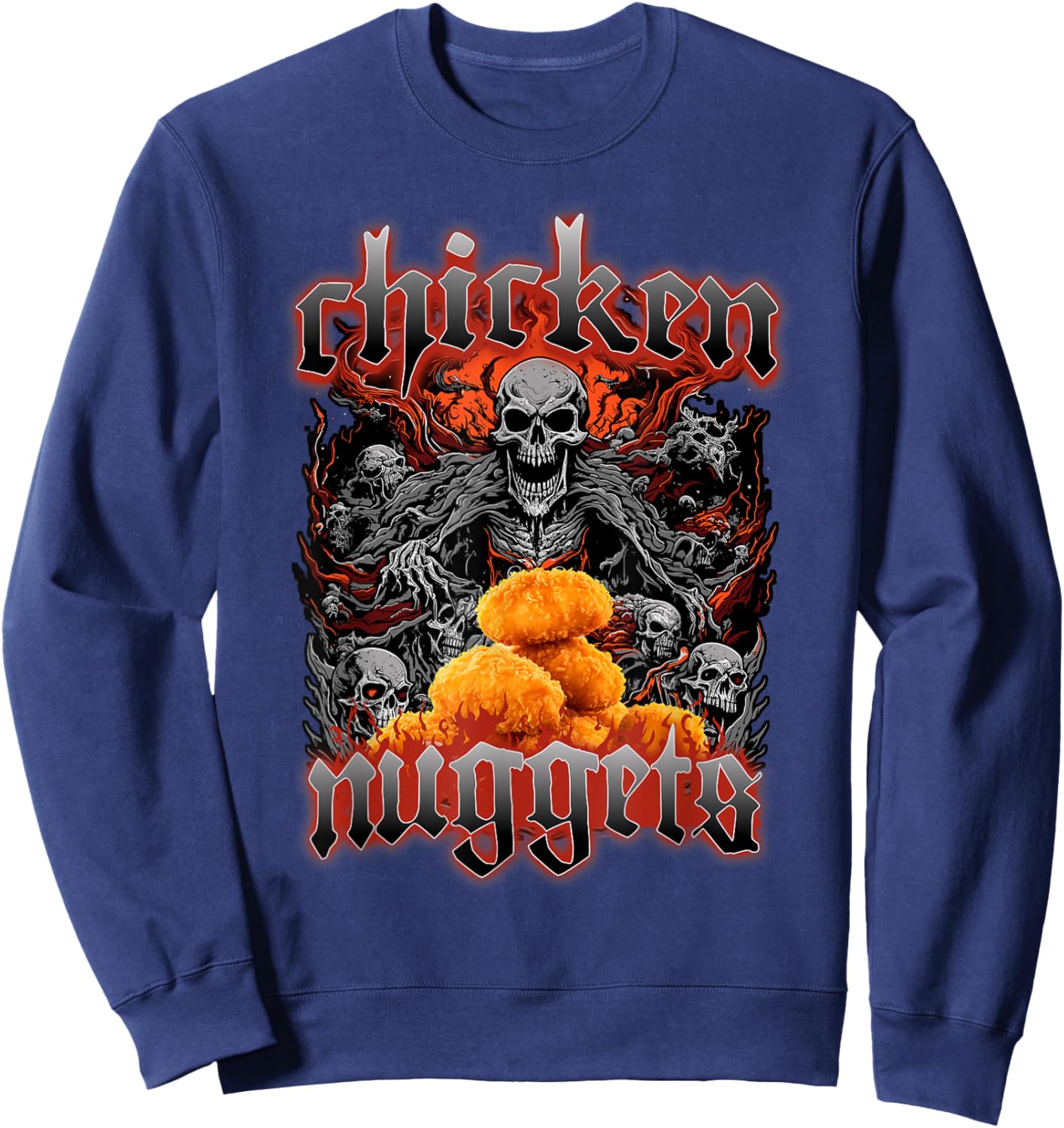 Chicken Nuggets Death Metal Kids Nuggies Chicken Nuggets Sweatshirt - Sweatshirt | Navy