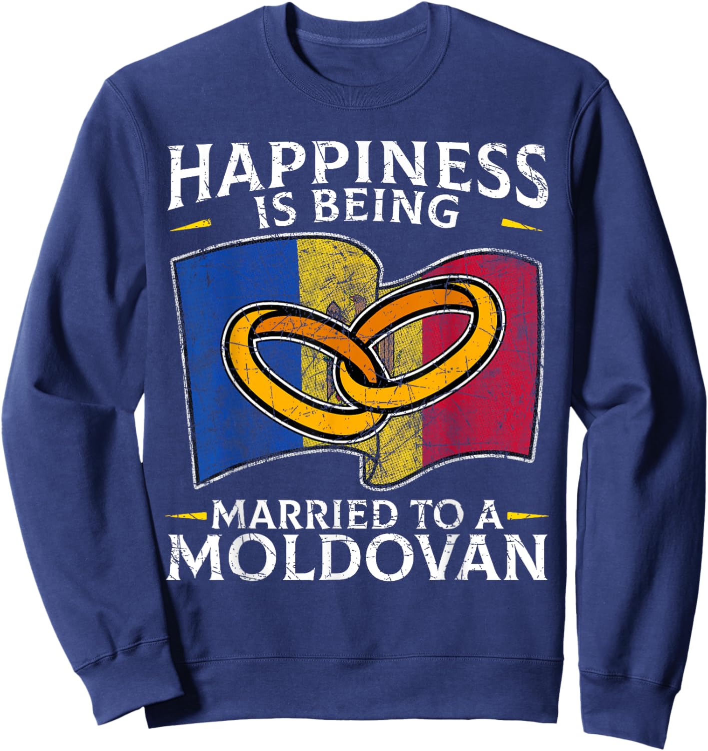 Moldova Marriage Moldovan Roots Heritage Married Flag Sweatshirt - Sweatshirt | Navy