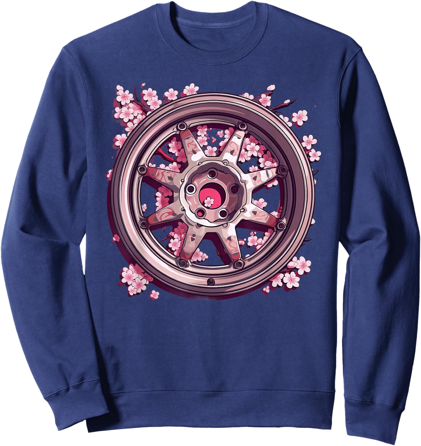 Wheel Racing Car Rim Cherry Blossom Sweatshirt - Sweatshirt | Navy