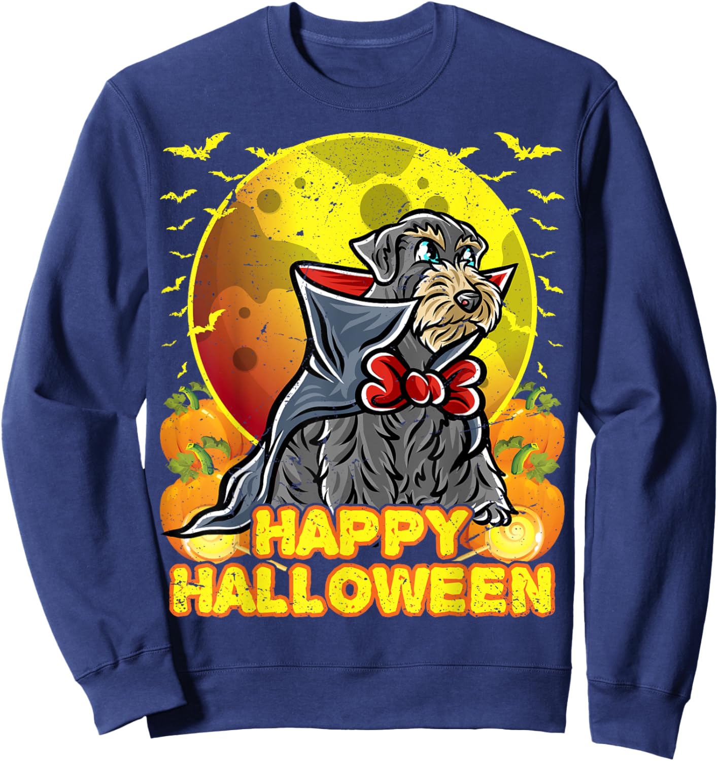 Miniature Schnauzer Happy Halloween Costume Vampire Sweatshirt - Sweatshirt | Navy