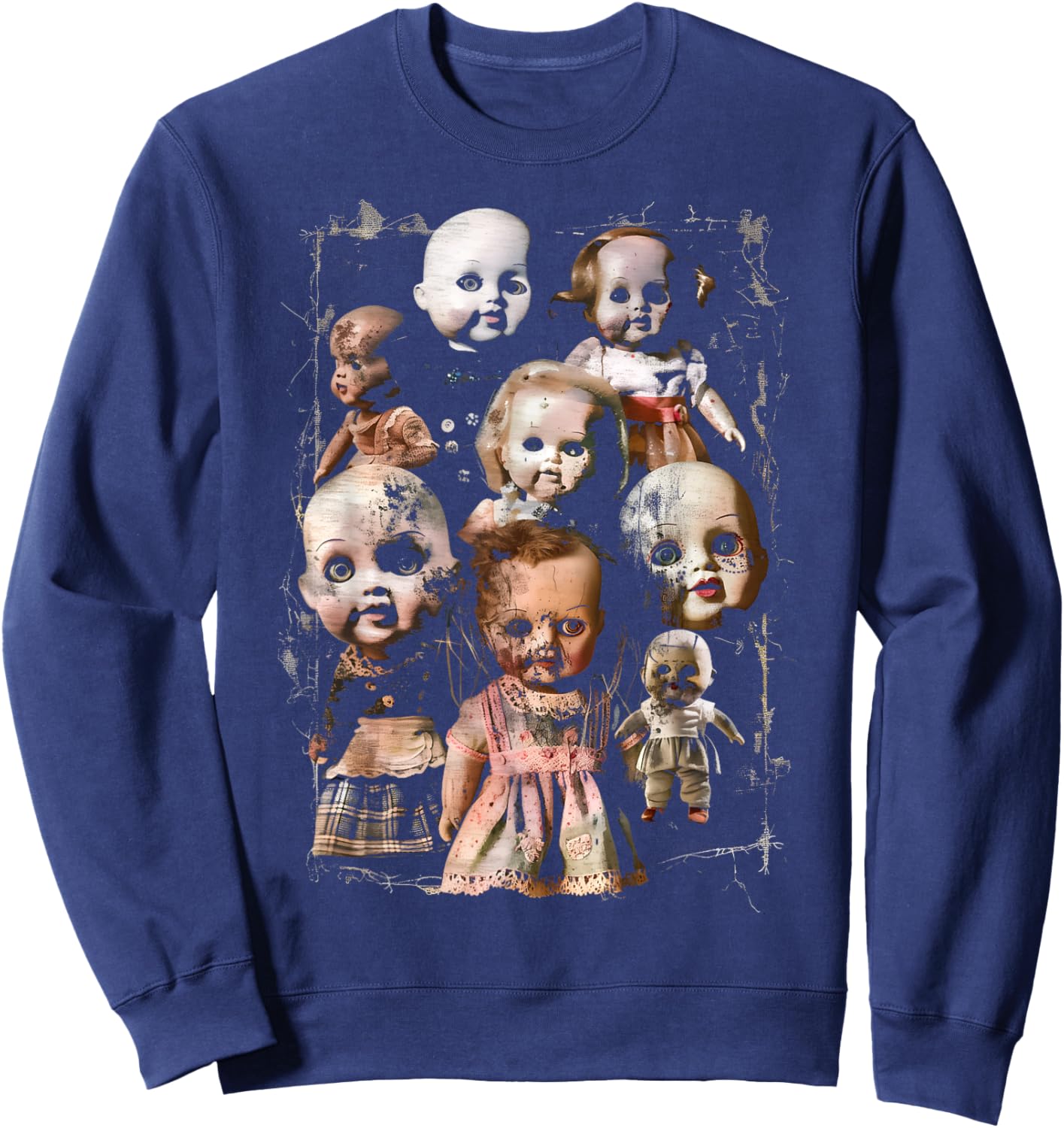 Creepy Dolls Haunted Possessed Horror Movie Goth Alt Scary Sweatshirt - Sweatshirt | Navy