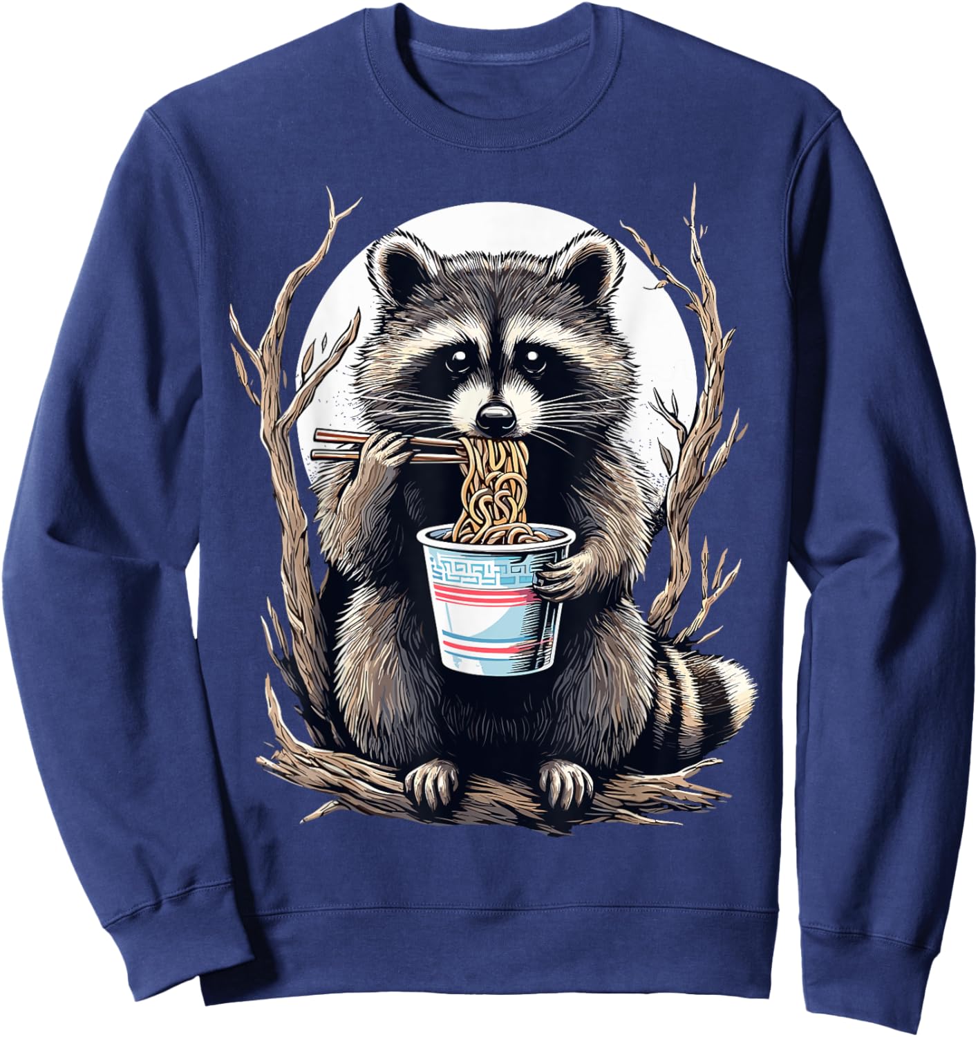 Raccoon Eating Instant Noodle Cup Funny Gifts Men Sweatshirt - Sweatshirt | Navy