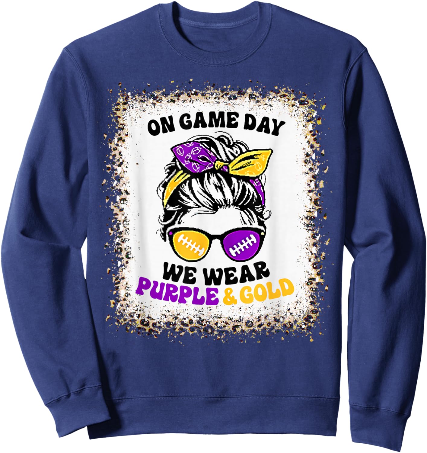 On Gameday Football We Wear Purple and Gold Game Day Sweatshirt - Sweatshirt | Navy