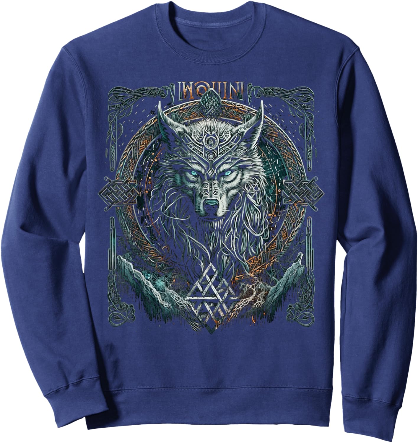 Odin's Wolf Northman Valhalla Norse Mythology Sweatshirt - Sweatshirt | Navy