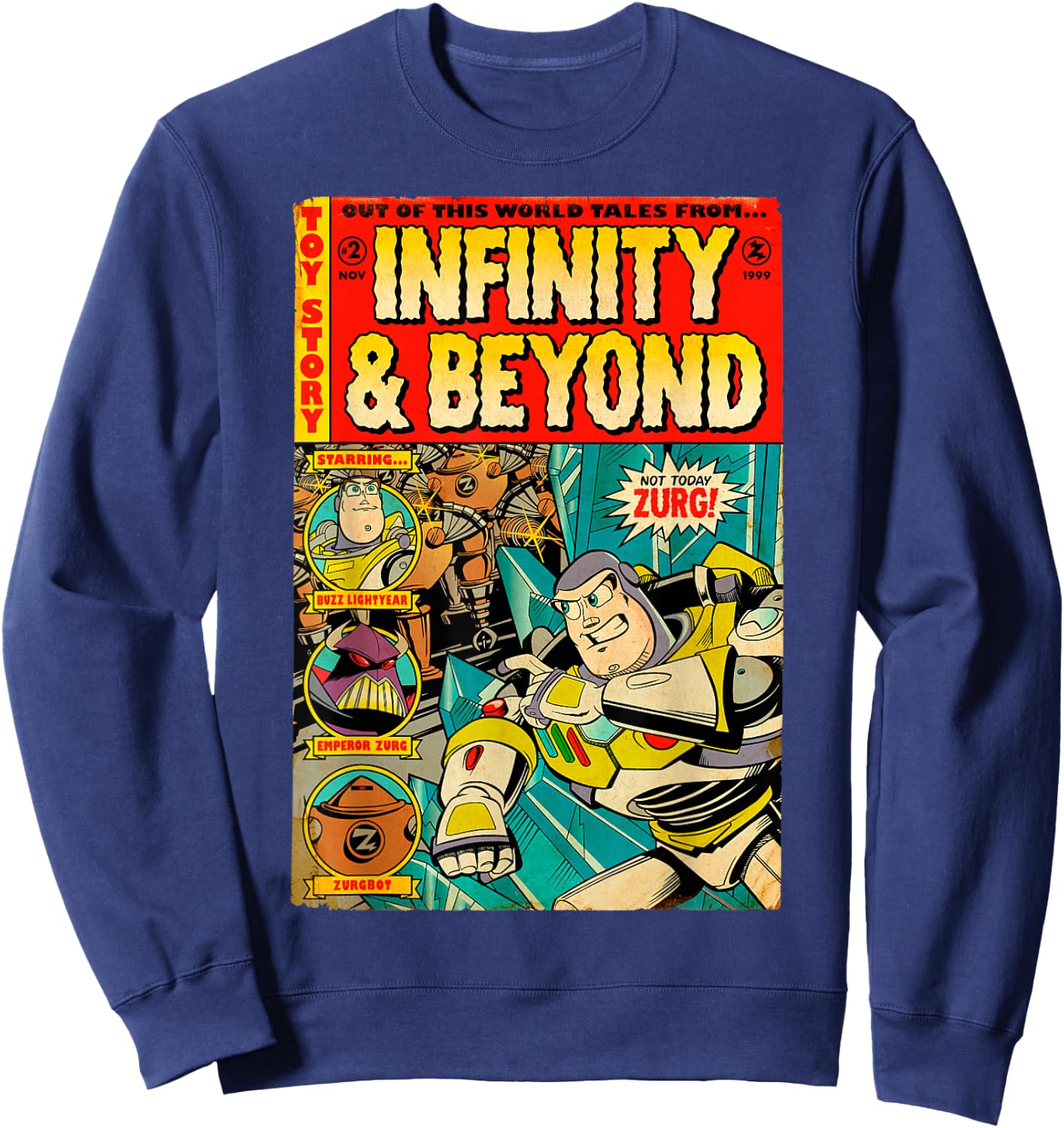 Disney Pixar Toy Story Buzz Lightyear Retro Comic Book Sweatshirt - Sweatshirt | Navy