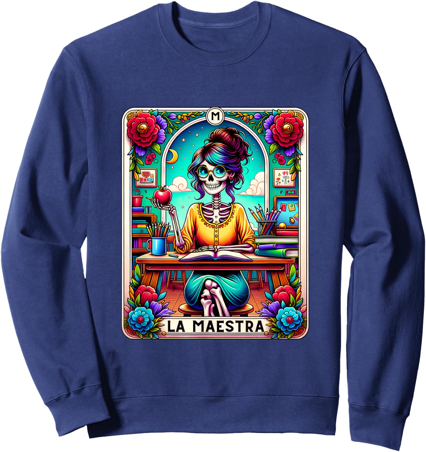 La Maestra Tarot Card Funny Spanish Teacher Mexican Latina Sweatshirt - Sweatshirt | Navy