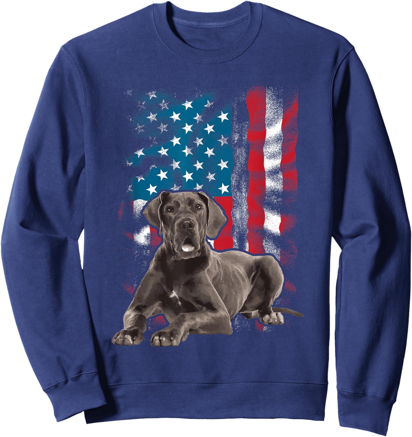 USA American Flag Great Dane - Dog Lover Puppy Trainer Sweatshirt - Sweatshirt | Navy