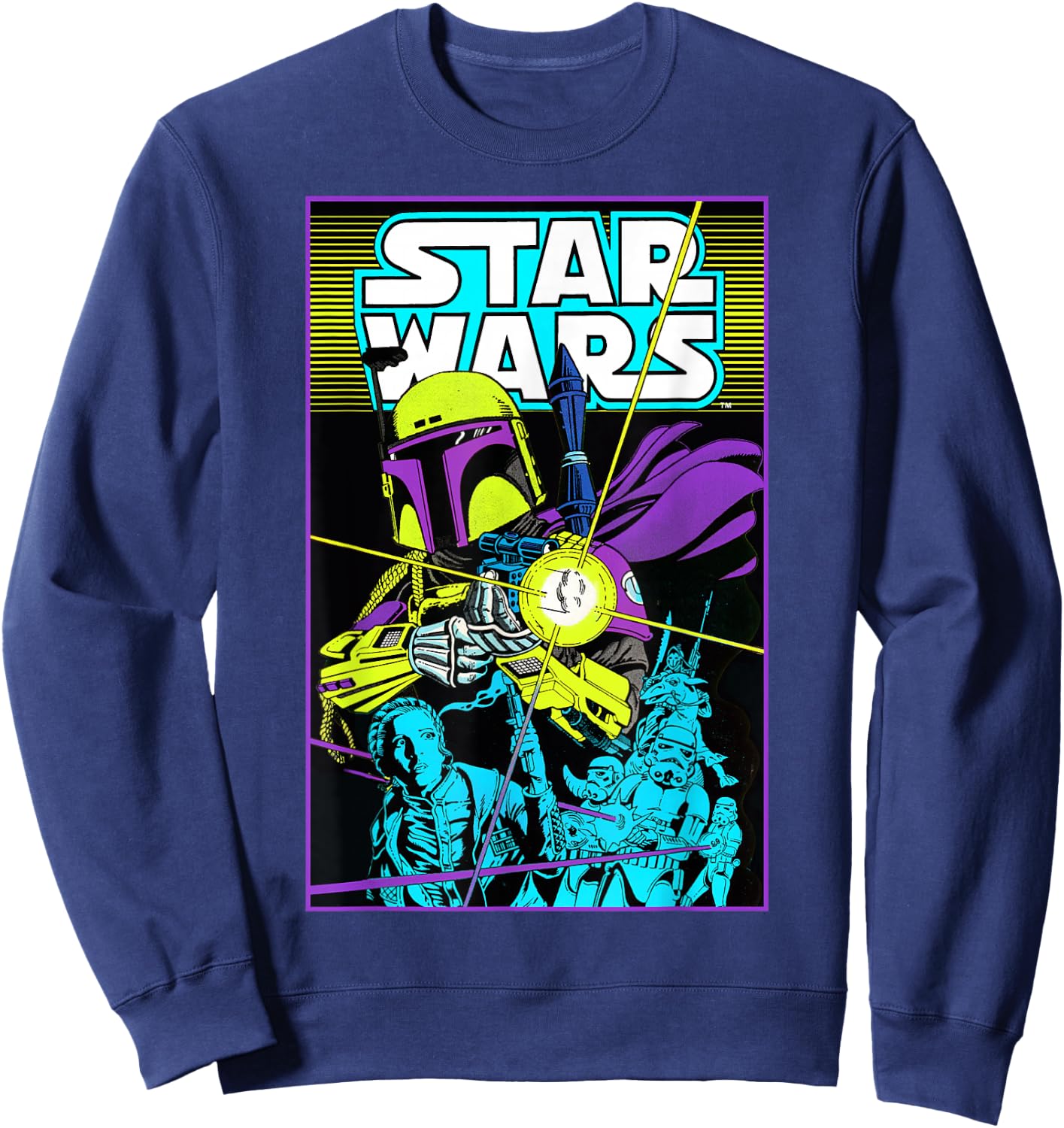 Star Wars Boba Fett Neon Blaster Poster Sweatshirt - Sweatshirt | Navy