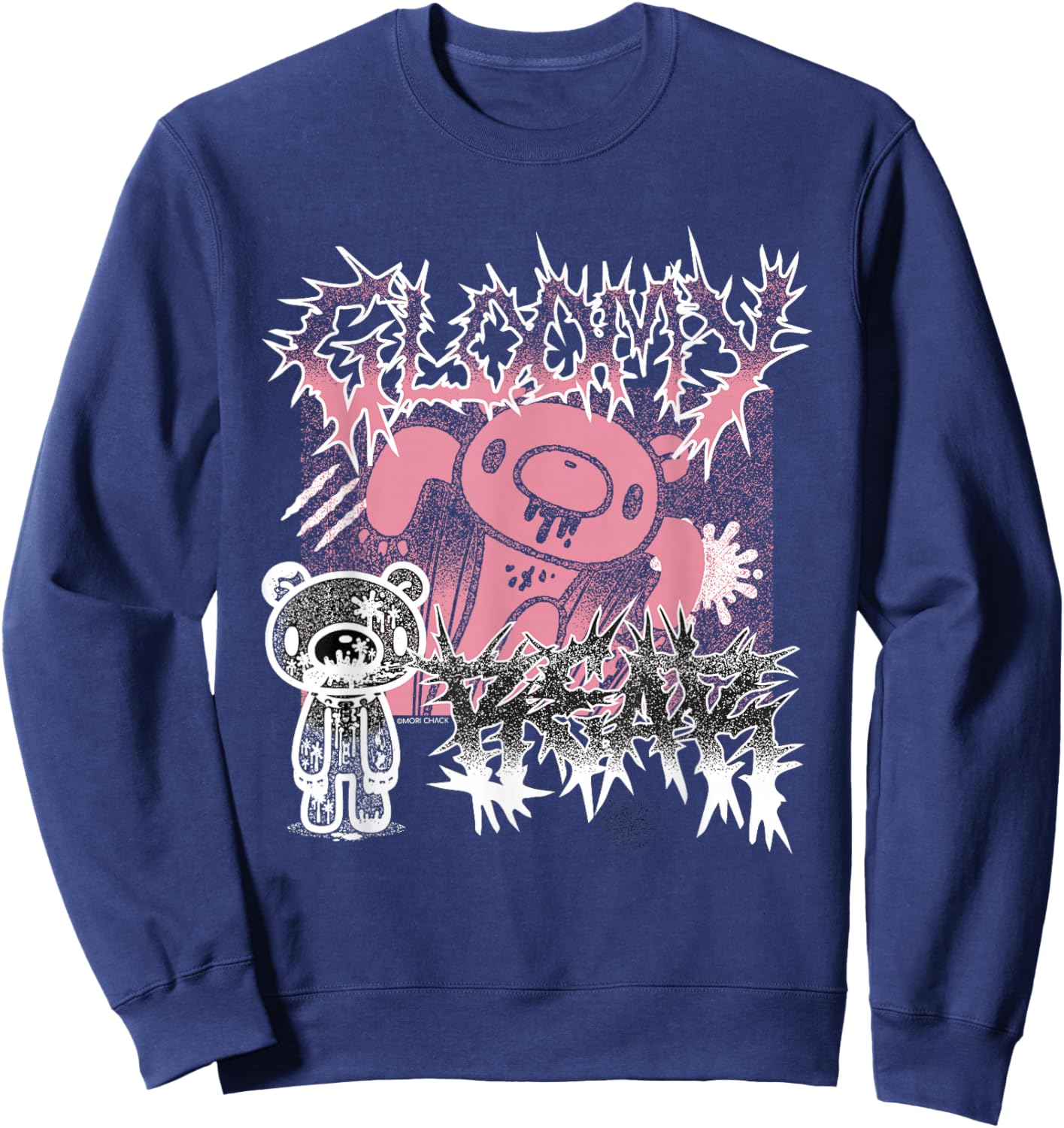 Gloomy Bear The Naughty Grizzly Metal Band Text Anime Manga Sweatshirt - Sweatshirt | Navy