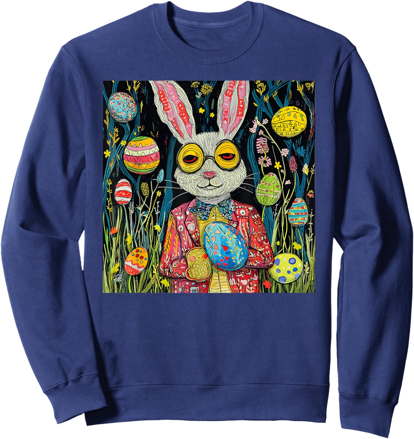 Easter Day Kids Artistic Fun Cute Happy Easter Sweatshirt - Sweatshirt | Navy