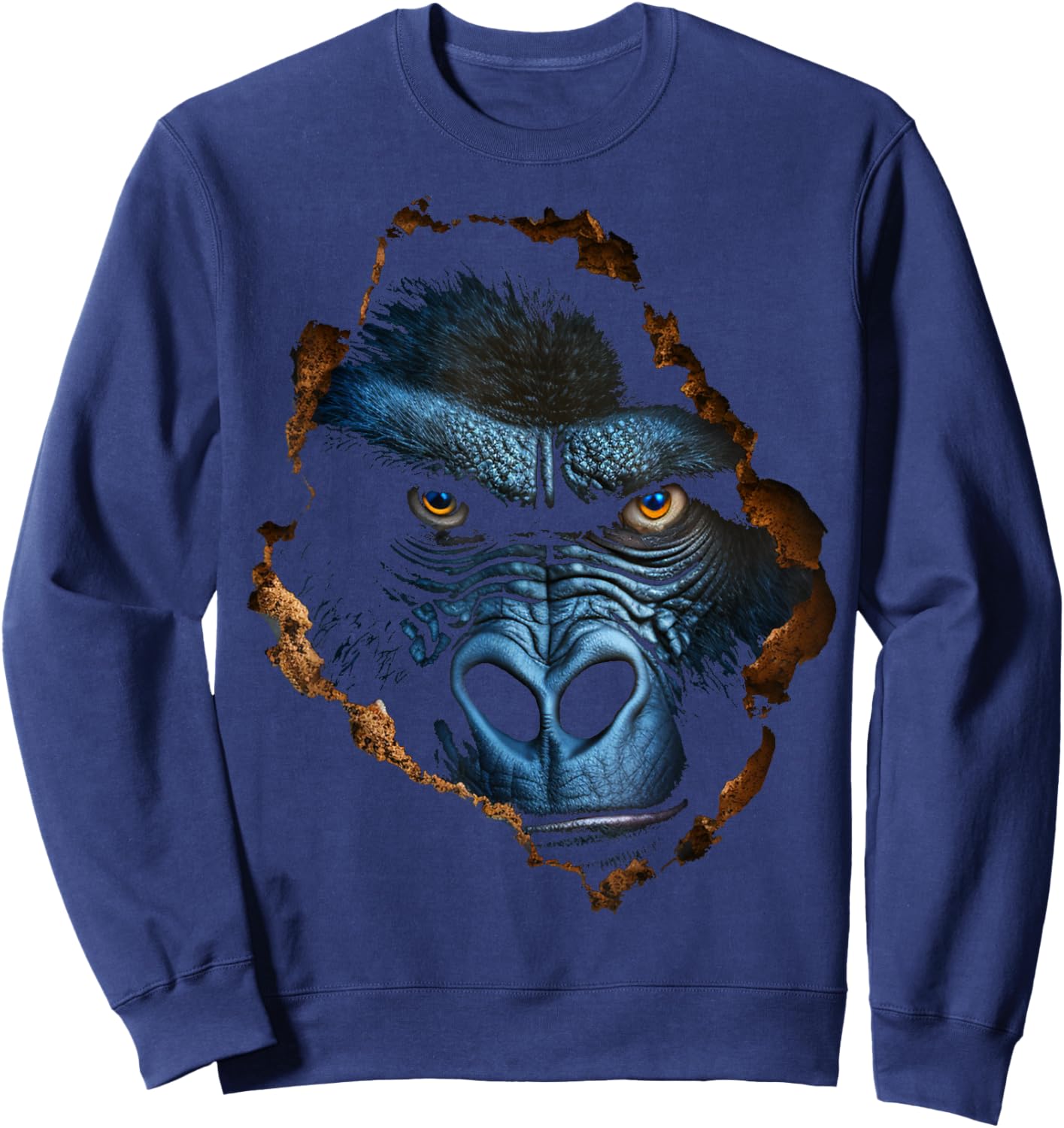 Gorilla Face Wall Animal Print Art Animal Lover Gorilla Sweatshirt - Sweatshirt | Navy