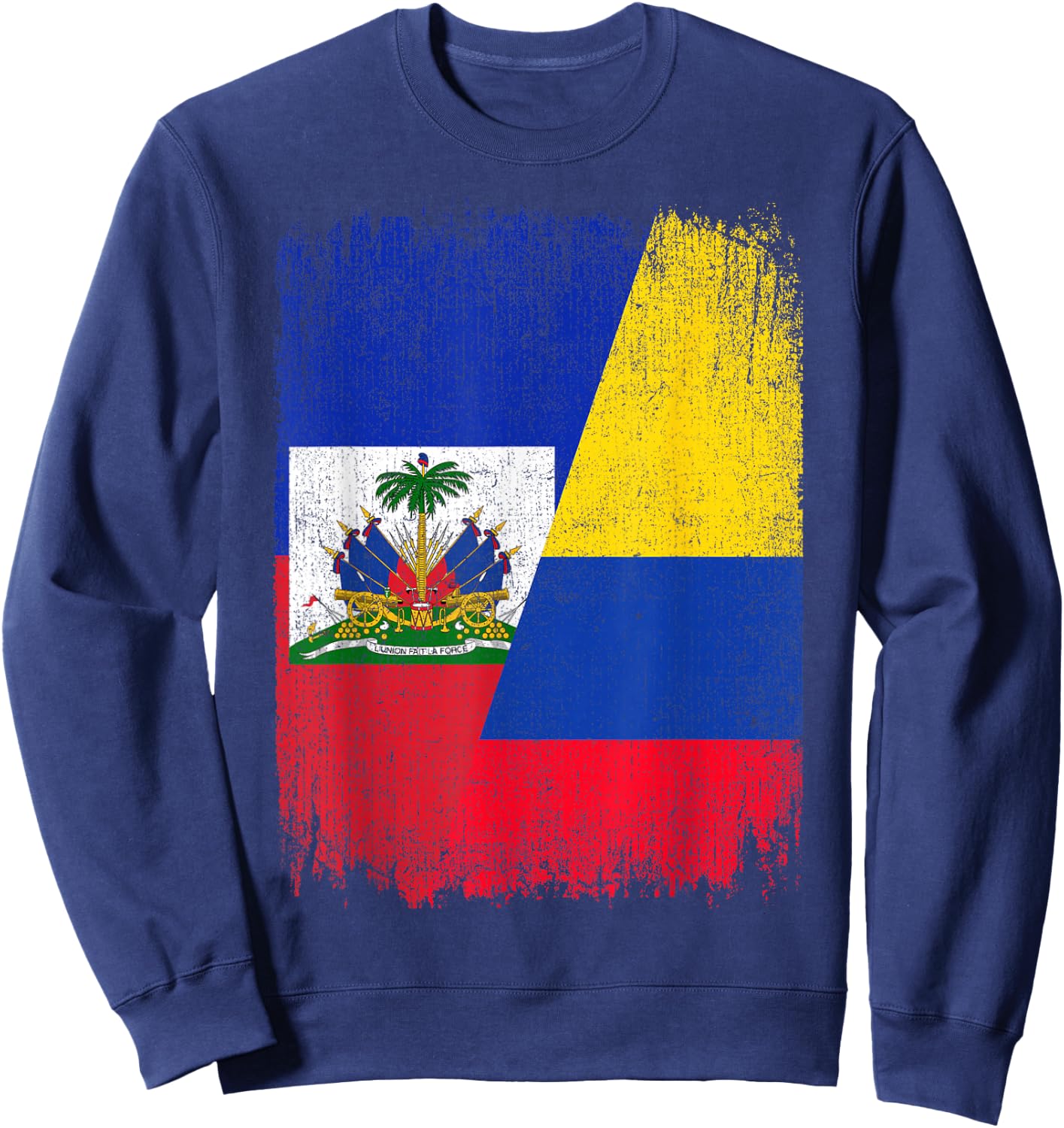 Half Haiti Colombia Flag Haitian Colombian Pride Roots Sweatshirt - Sweatshirt | Navy