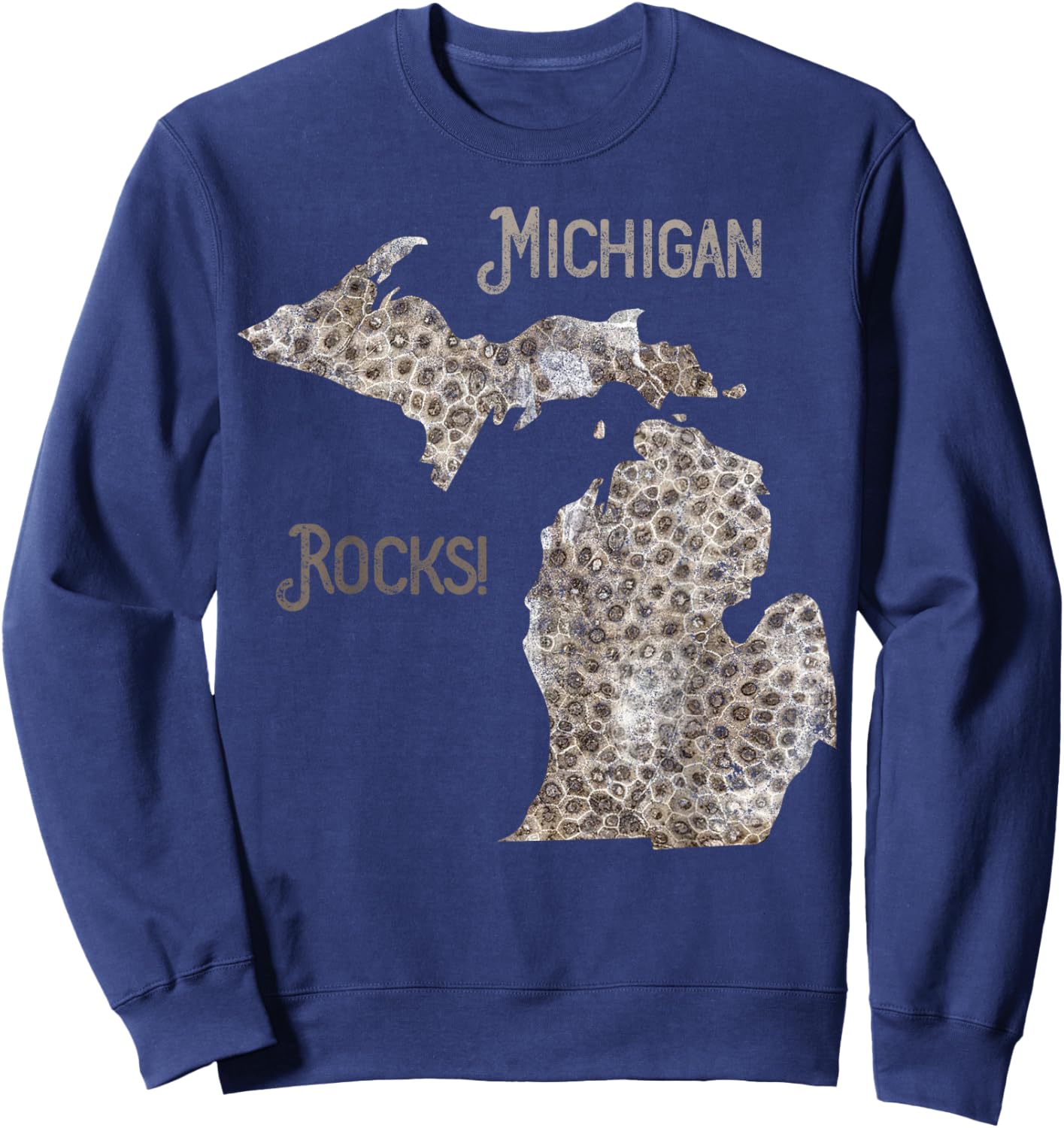 Michigan Rocks Petoskey Stone Hunting Great Lakes State Sweatshirt - Sweatshirt | Navy