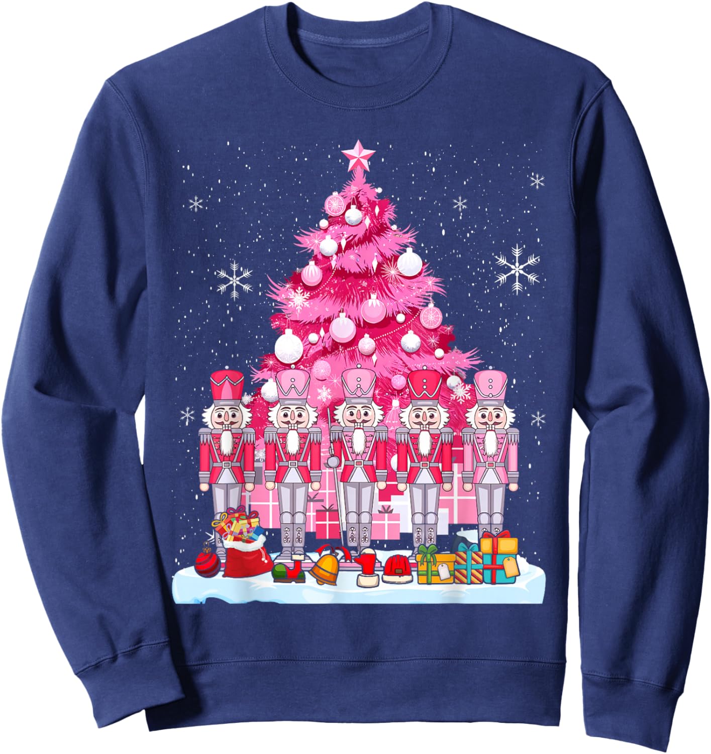 Pink Christmas Nutcracker Christmas Tree Christmas Sweatshirt - Sweatshirt | Navy