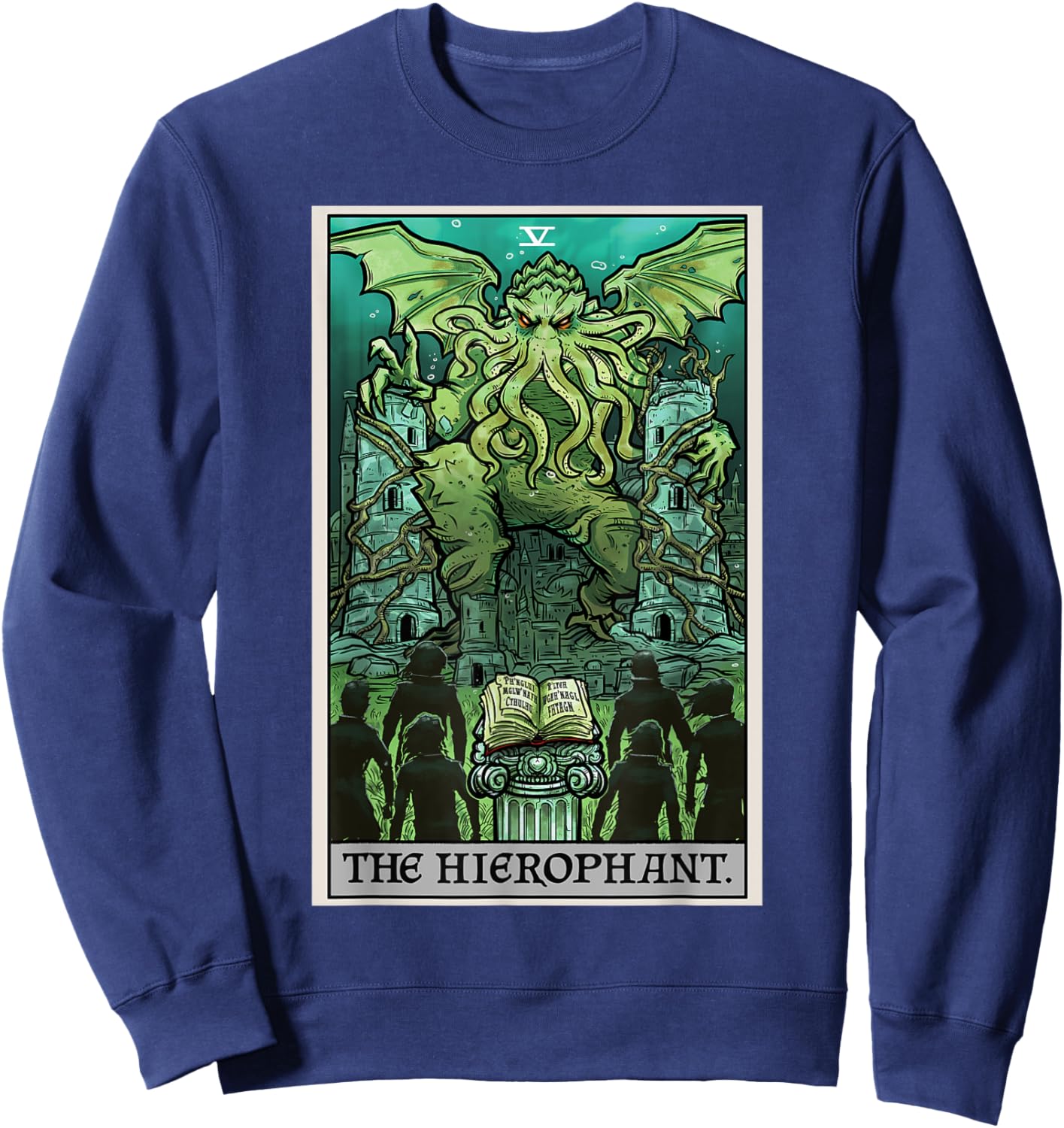 The Hierophant Tarot Card Cthulhu Classic Horror Halloween Sweatshirt - Sweatshirt | Navy