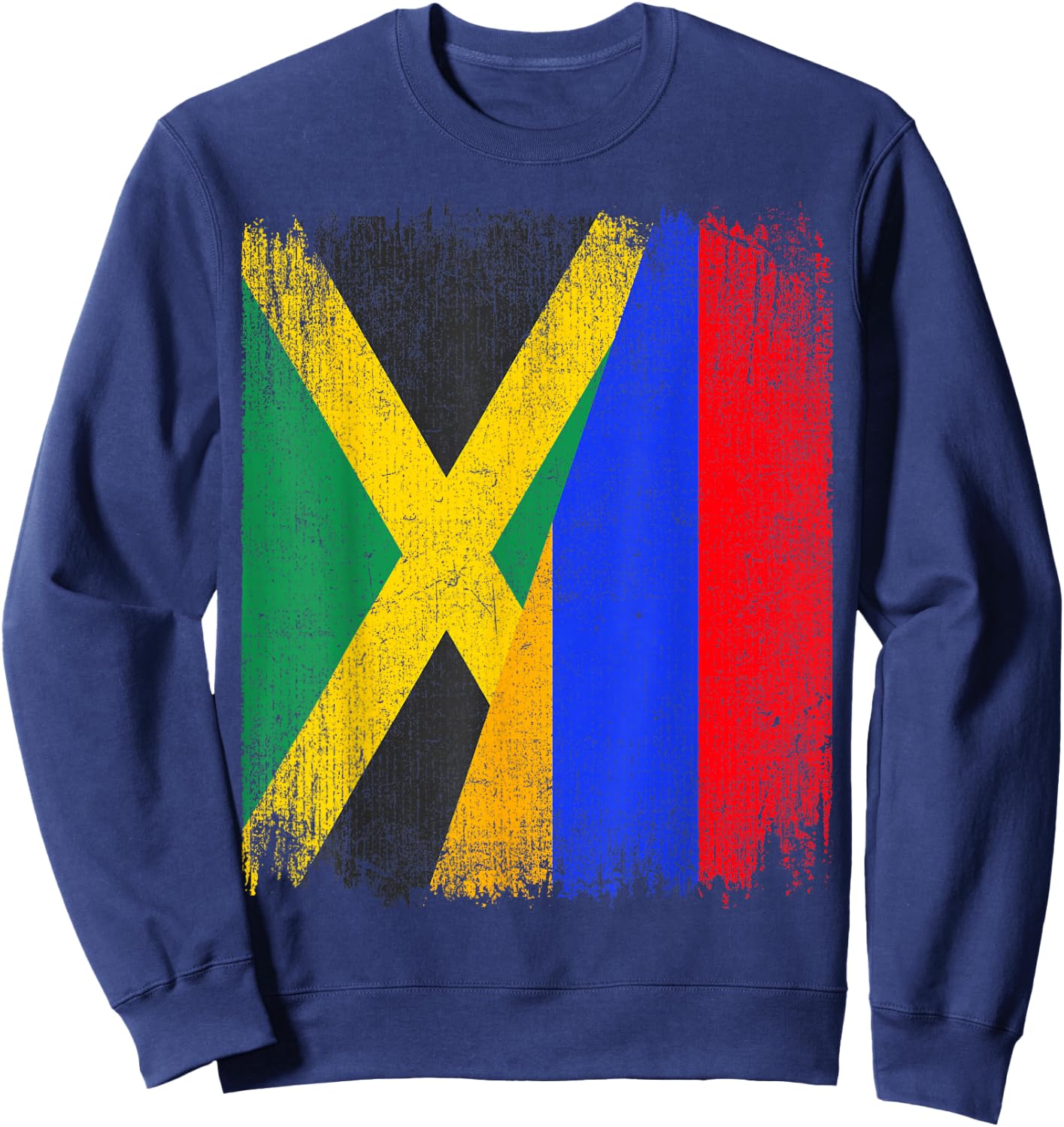 Half Jamaica Armenia Flag Jamaican Armenian Pride Roots Sweatshirt - Sweatshirt | Navy