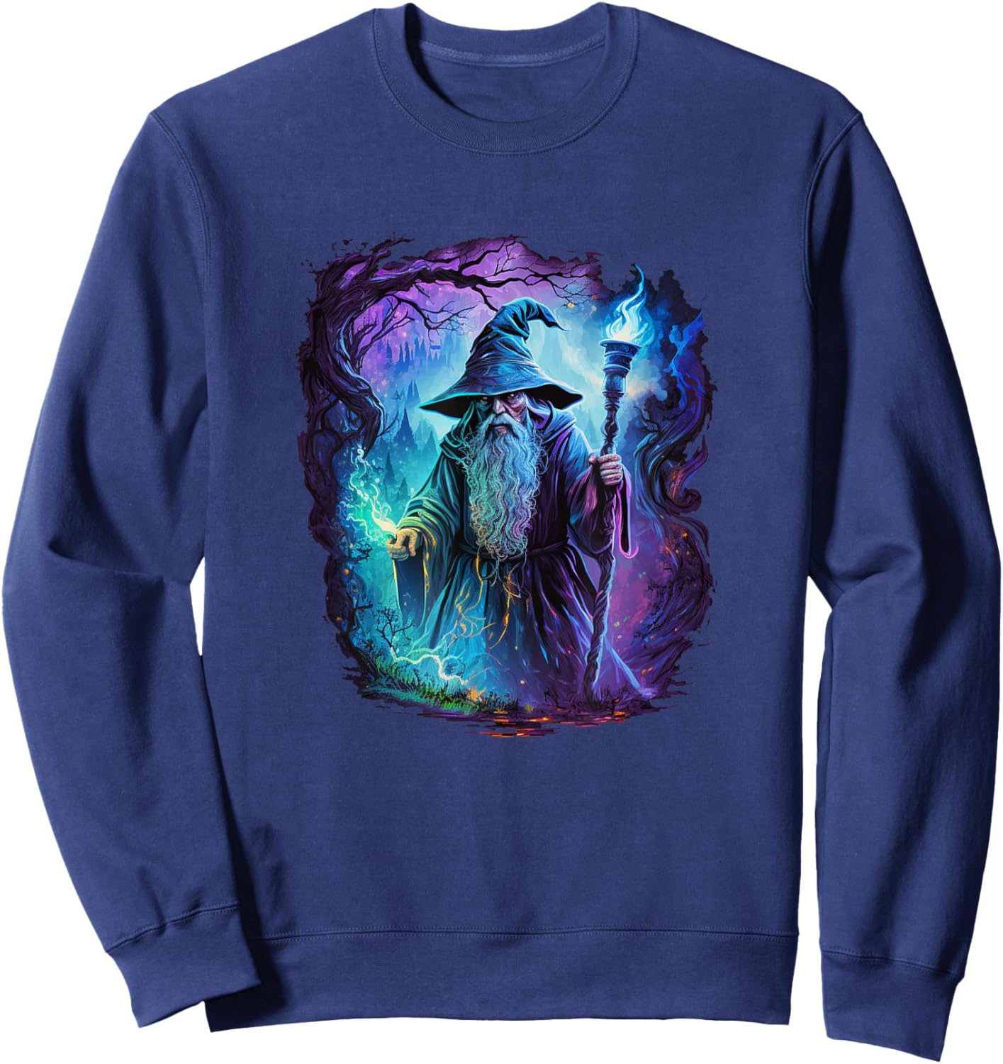 Retro Magical Wizard Fantasy Sweatshirt - Sweatshirt | Navy