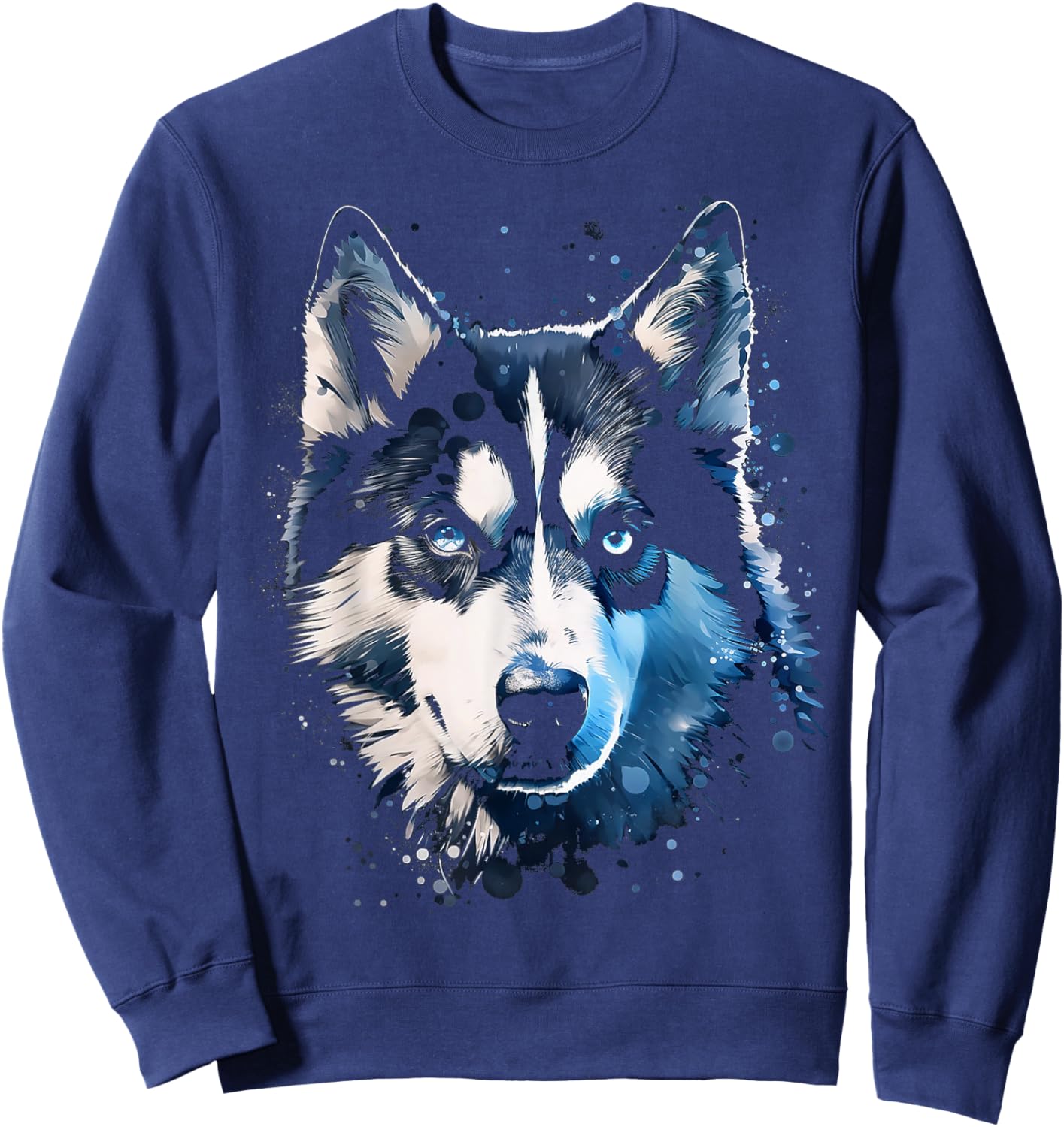 Husky Motif Pet Illustration Dog Husky Sweatshirt - Sweatshirt | Navy