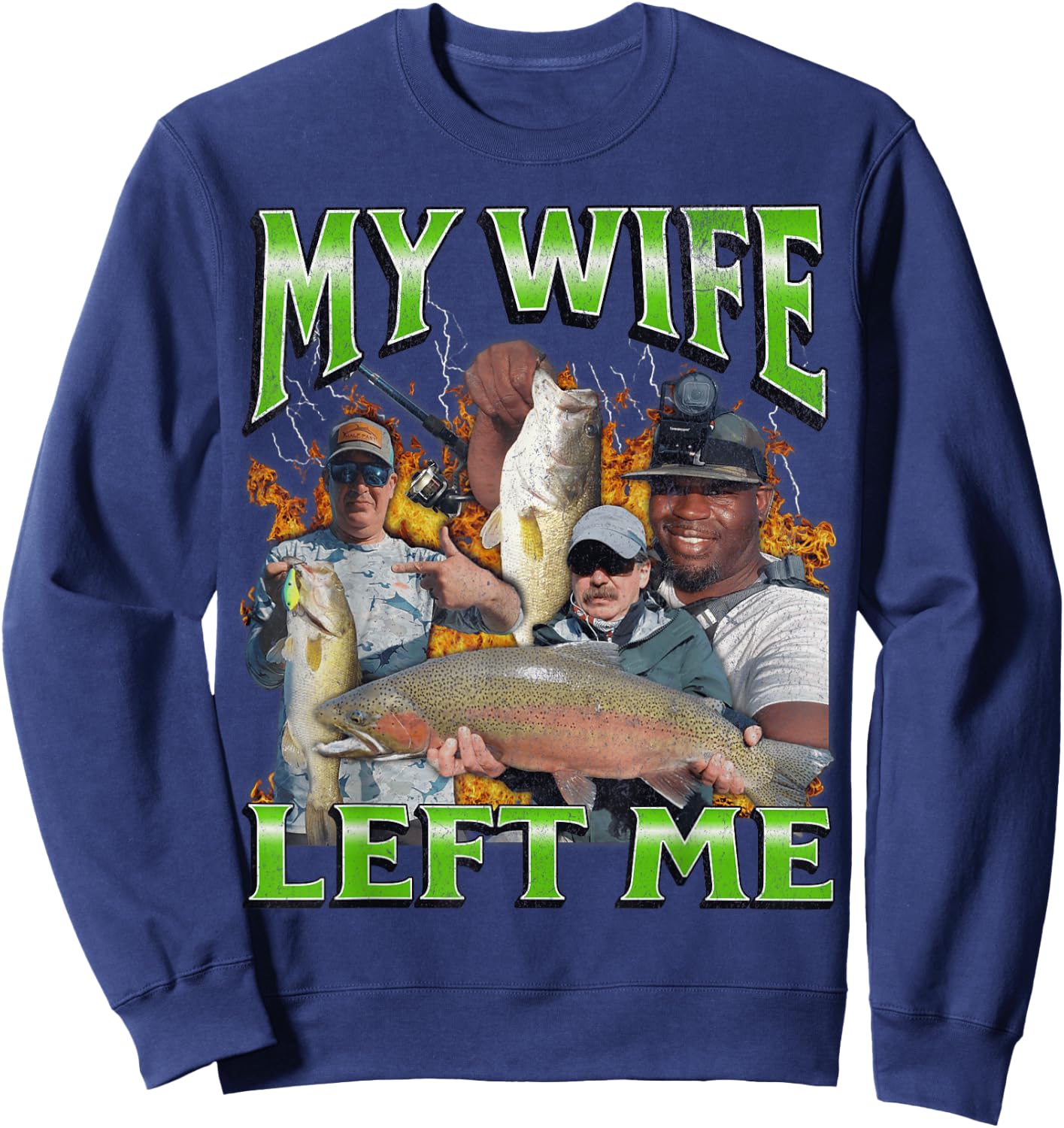 MildlyPerturbed -Adults Fishing Humorous Meme - Black, Small Sweatshirt - Sweatshirt | Navy