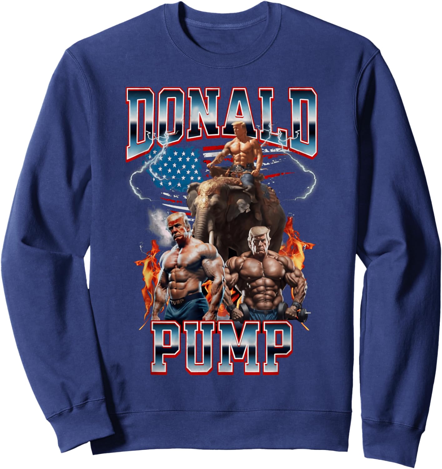 Donald Pump Vintage Gym Trump Meme Sweatshirt - Sweatshirt | Navy