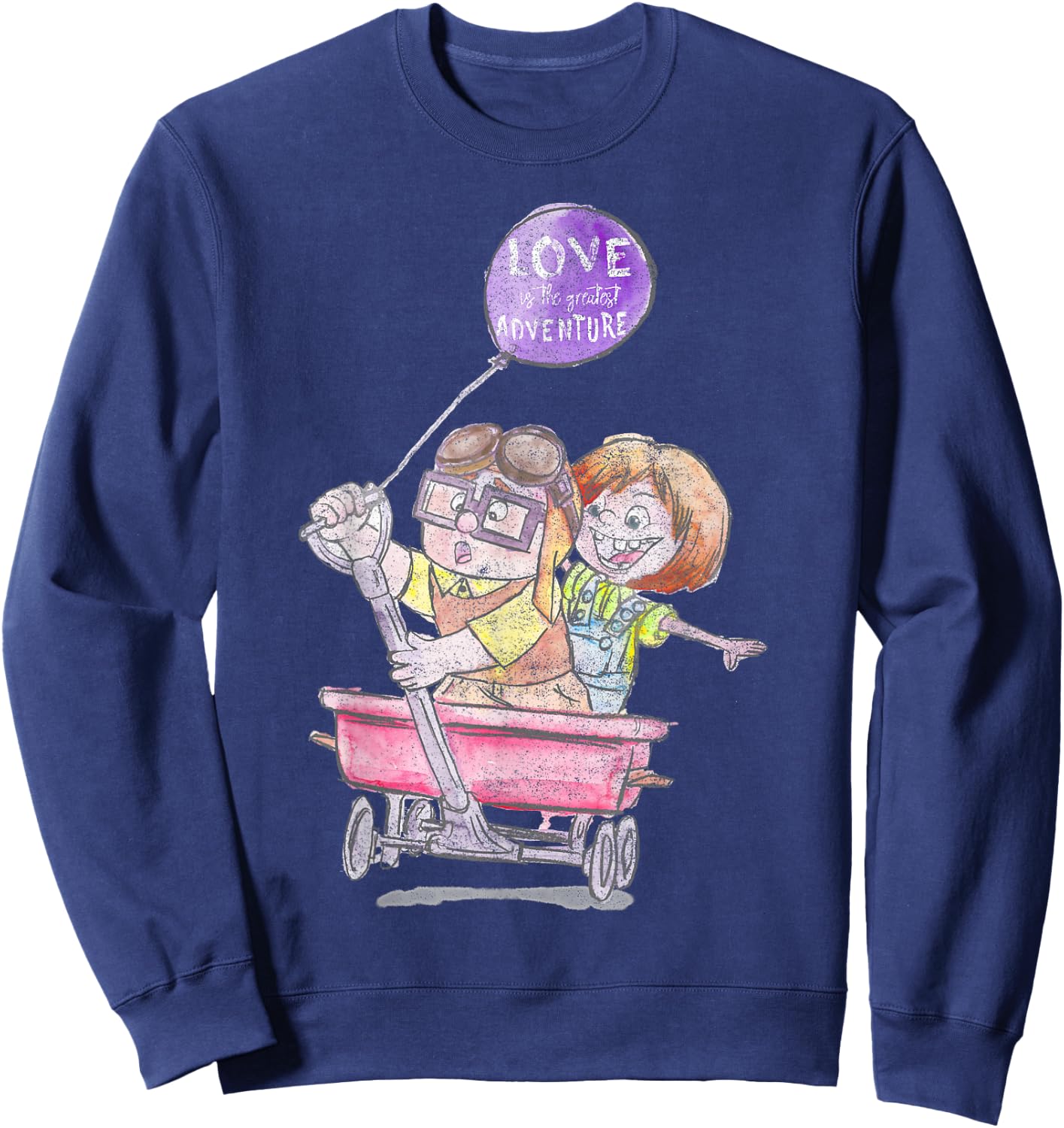 Disney Pixar Up Carl & Ellie Wagon Ride Sketch Sweatshirt - Sweatshirt | Navy