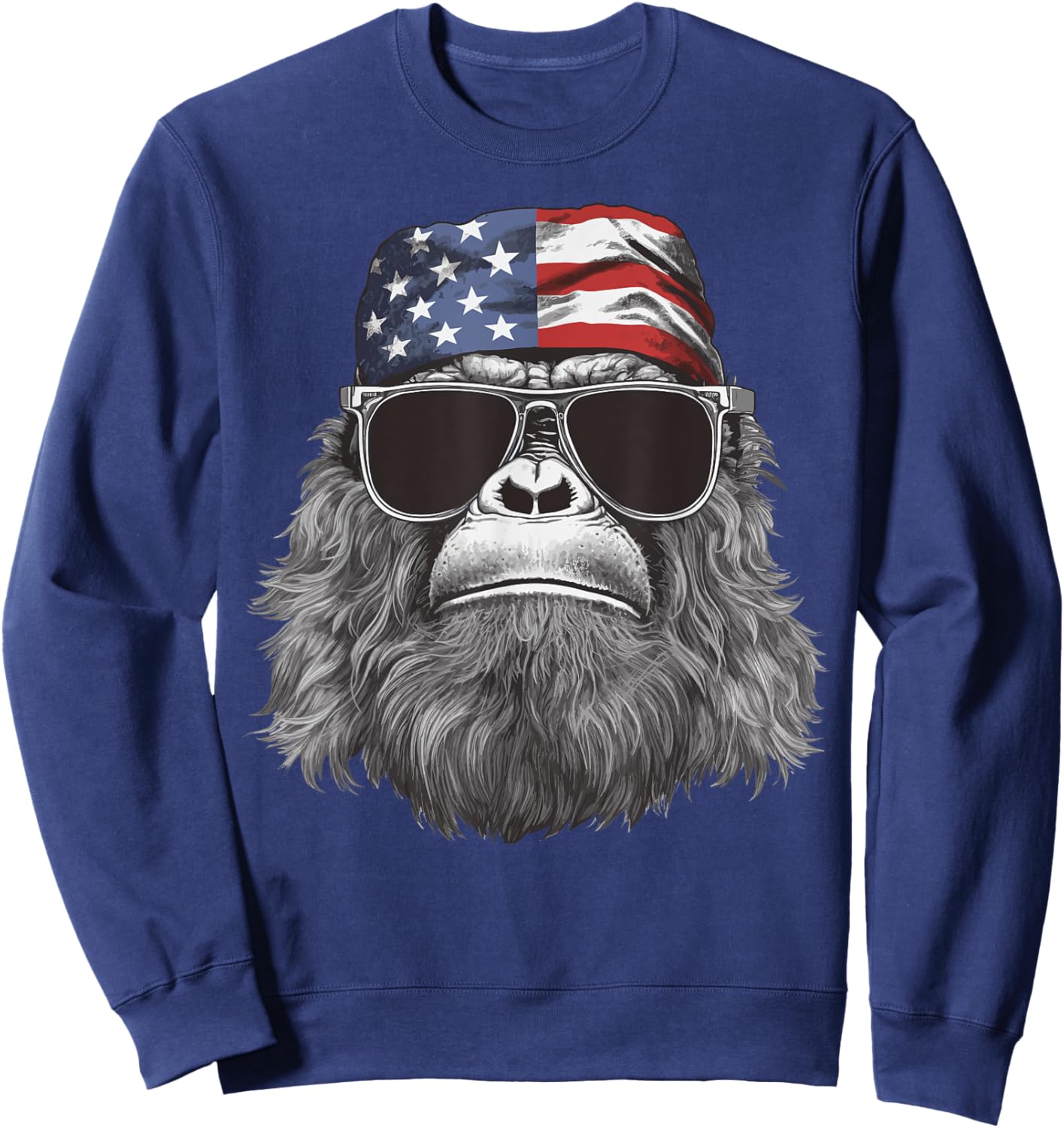 Bigfoot 4th of July American USA Flag Patriotic Kids Sweatshirt - Sweatshirt | Navy