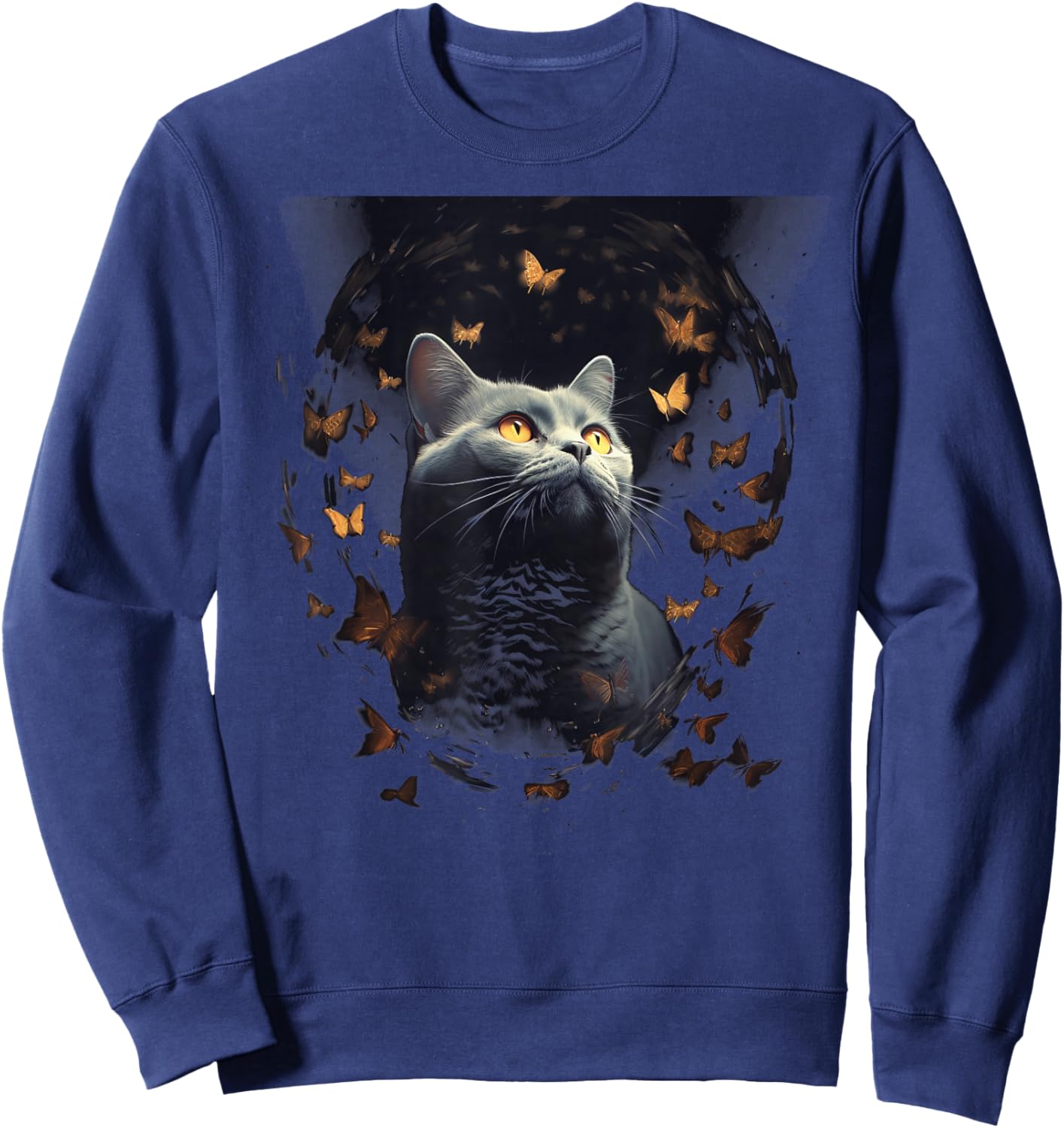Chartreux Cat Eyes Kitty Kitten Cat Artwork Cat Face Sweatshirt - Sweatshirt | Navy