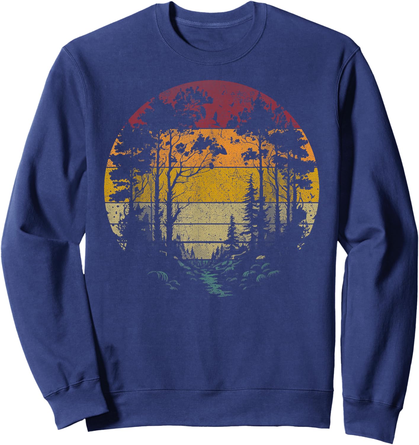 Trees Outdoors Wildlife Nature Vintage Forest Nature Retro Sweatshirt - Sweatshirt | Navy