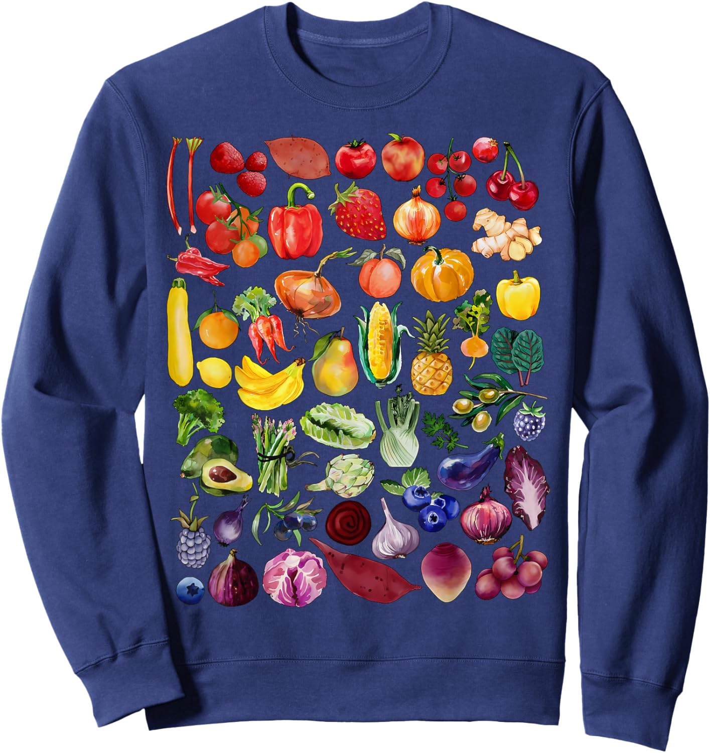 Rainbow Fruit And Vegetable Vegans Gardeners Vegetarian Day Sweatshirt - Sweatshirt | Navy