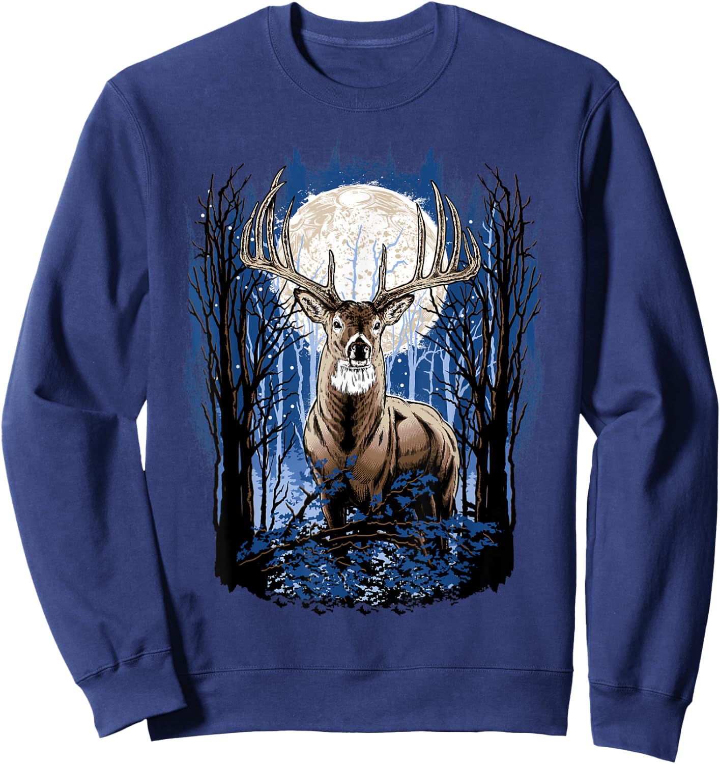Hunters Deer Hunting Big Whitetail Buck Sweatshirt - Sweatshirt | Navy