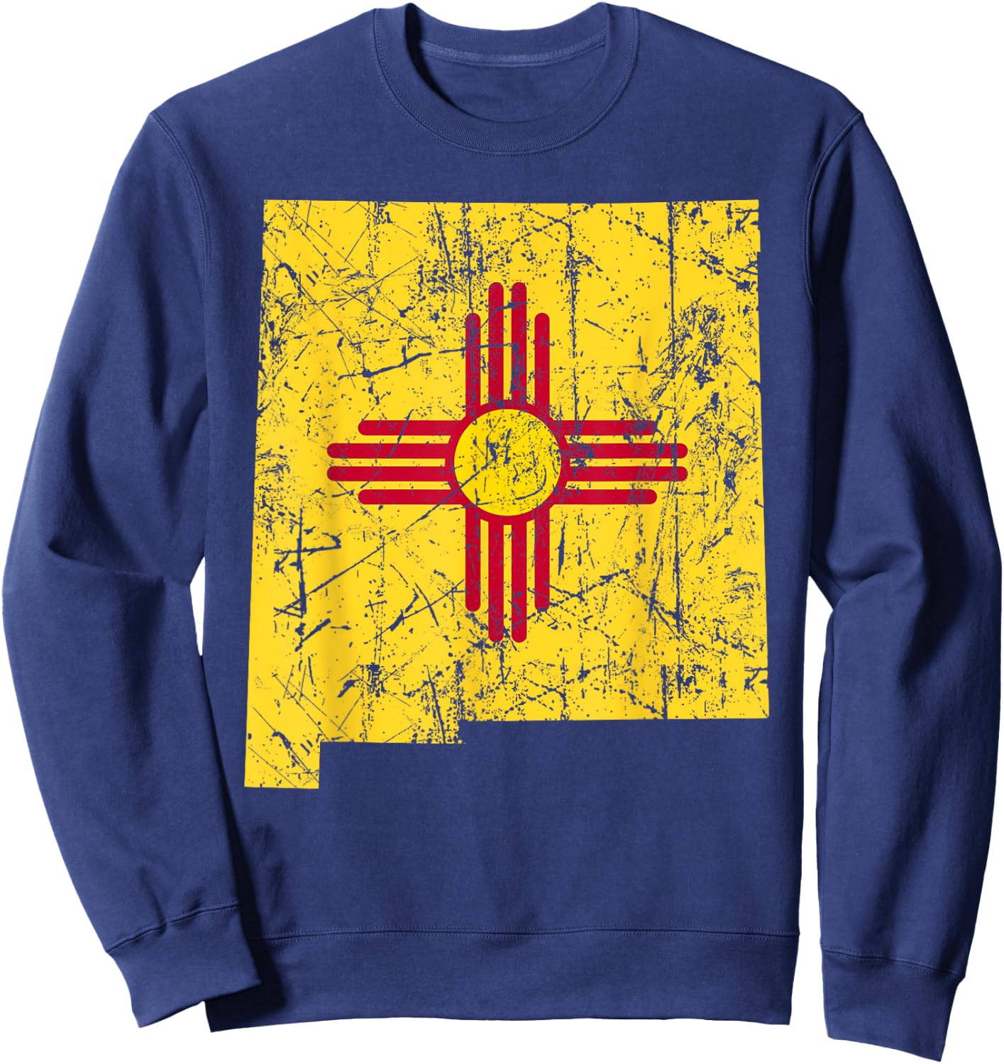 USA State New Mexico Flag Map Red Zia Sun Symbol Sweatshirt - Sweatshirt | Navy