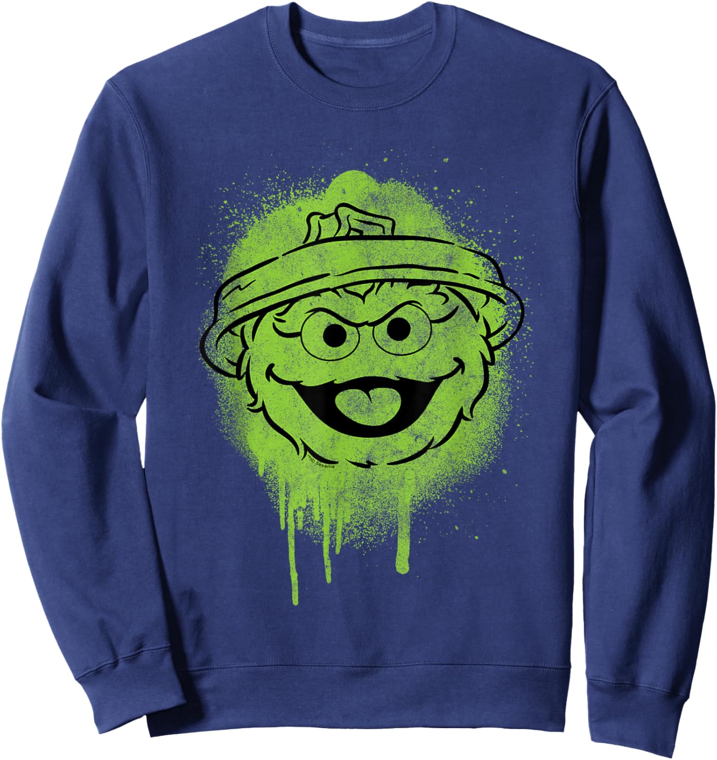 Sesame Street Oscar Graffiti Face Halloween Costume Sweatshirt - Sweatshirt | Navy