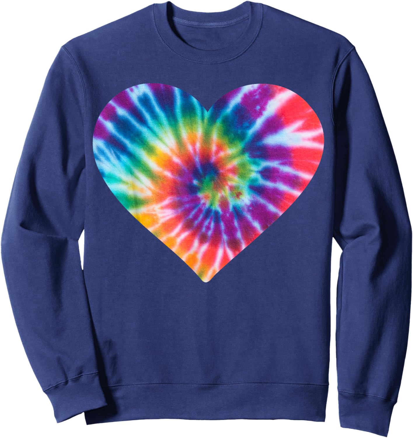 Colorful Heart Tie Dye - Cute Rainbow Valentines Day Graphic Sweatshirt - Sweatshirt | Navy