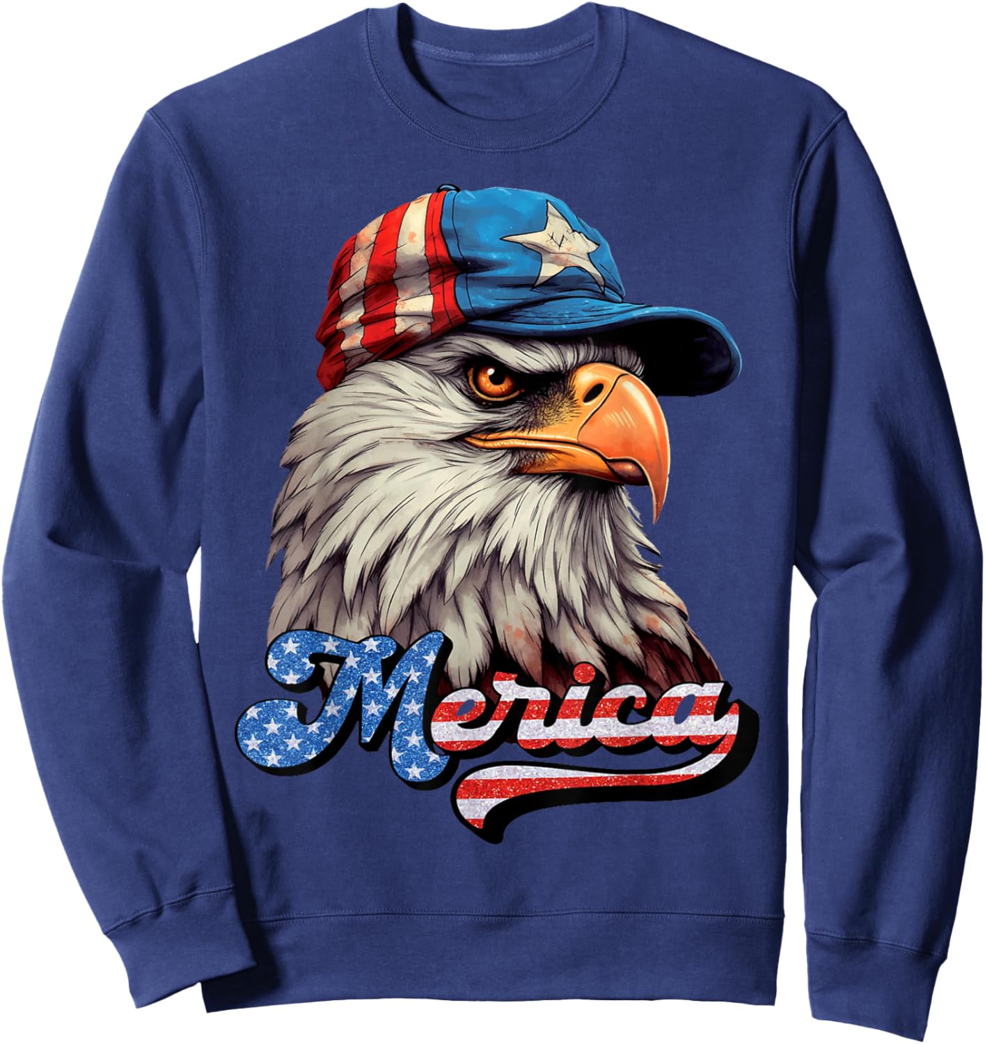Merica Patriotic USA Eagle Of Freedom 4th of July Men Women Sweatshirt - Sweatshirt | Navy