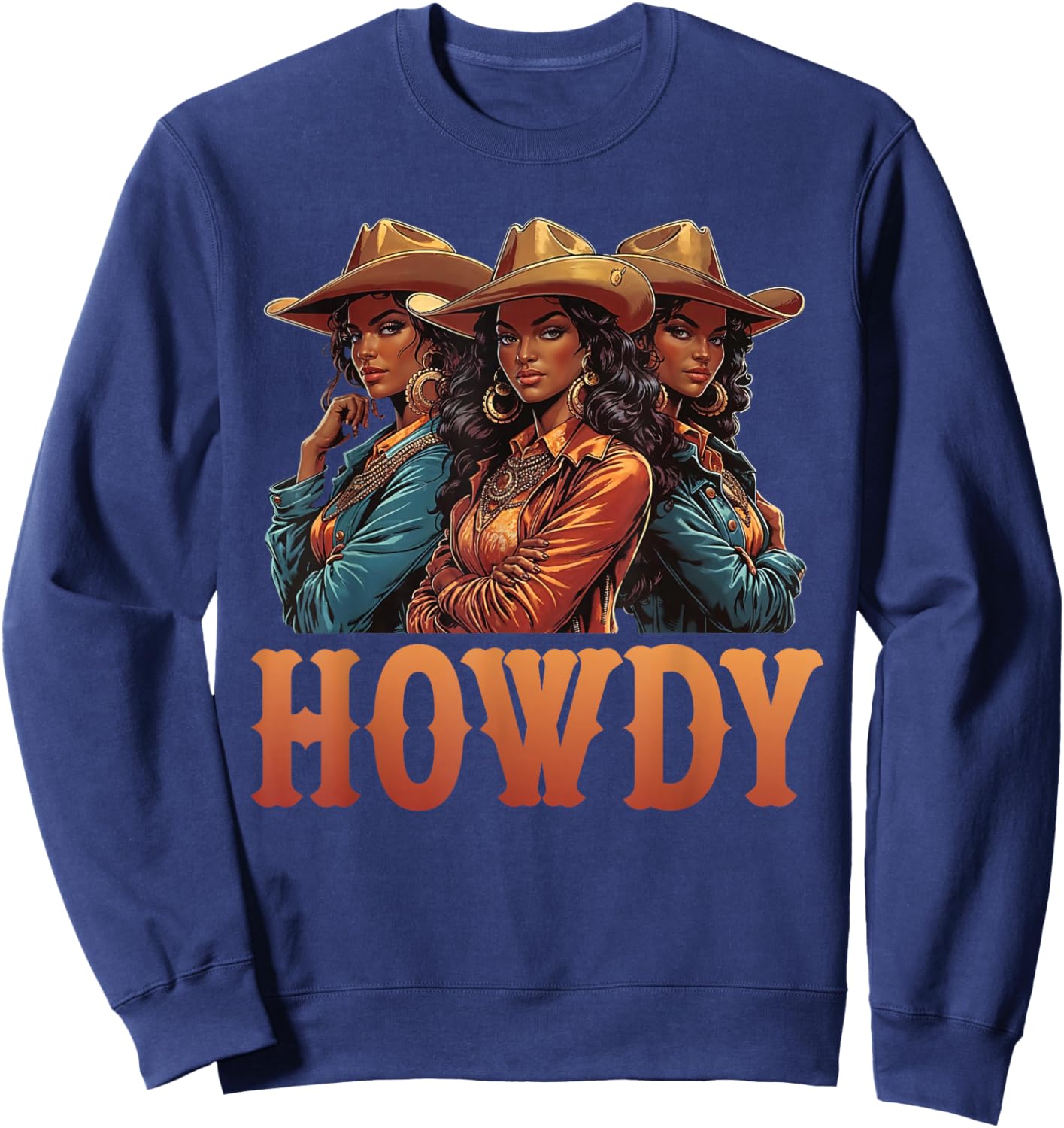 African Melanin Cowgirl Rodeo Western Black History Month Sweatshirt - Sweatshirt | Navy